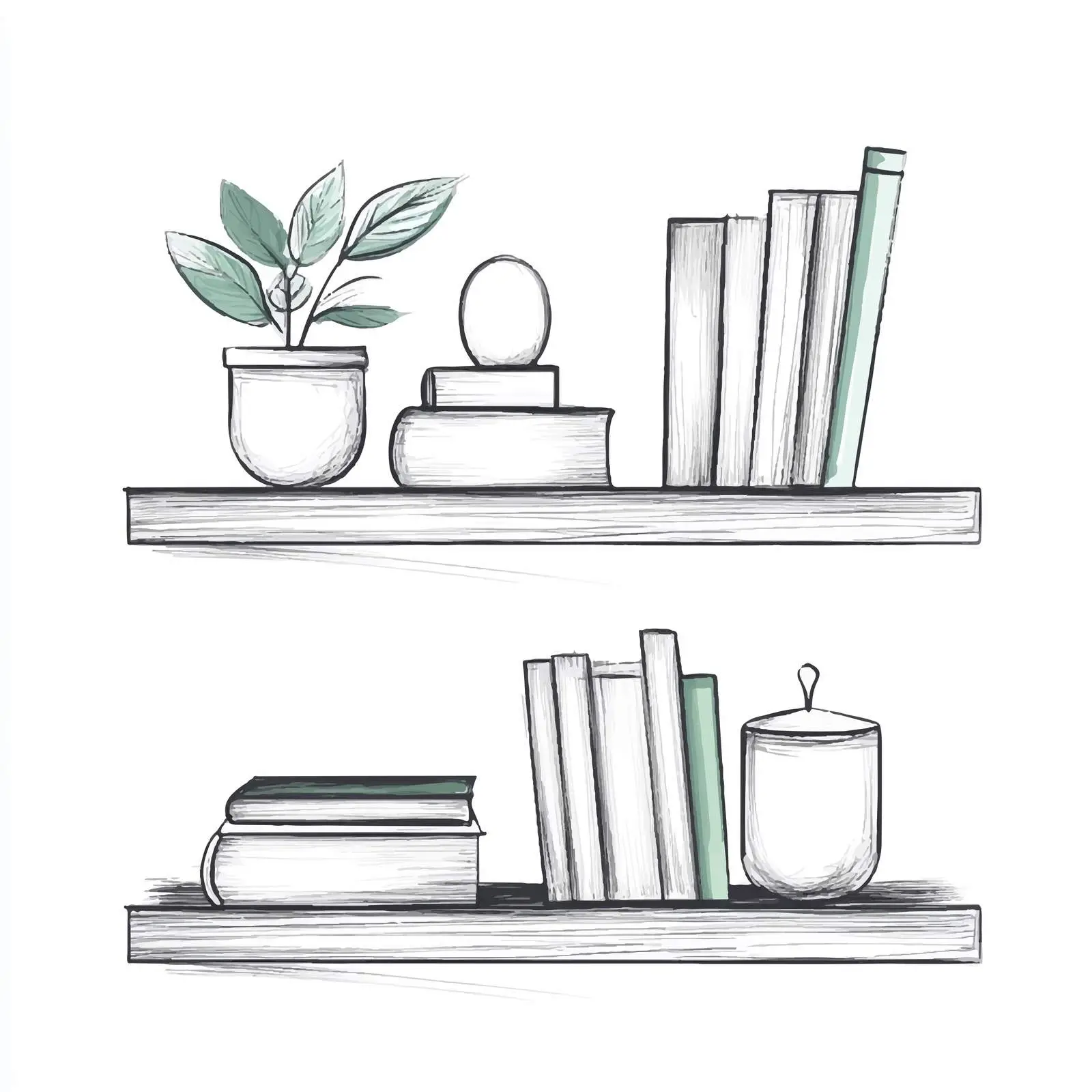 Hand-Drawn Wall Shelves Sketch Illustration — free download from Dotvec