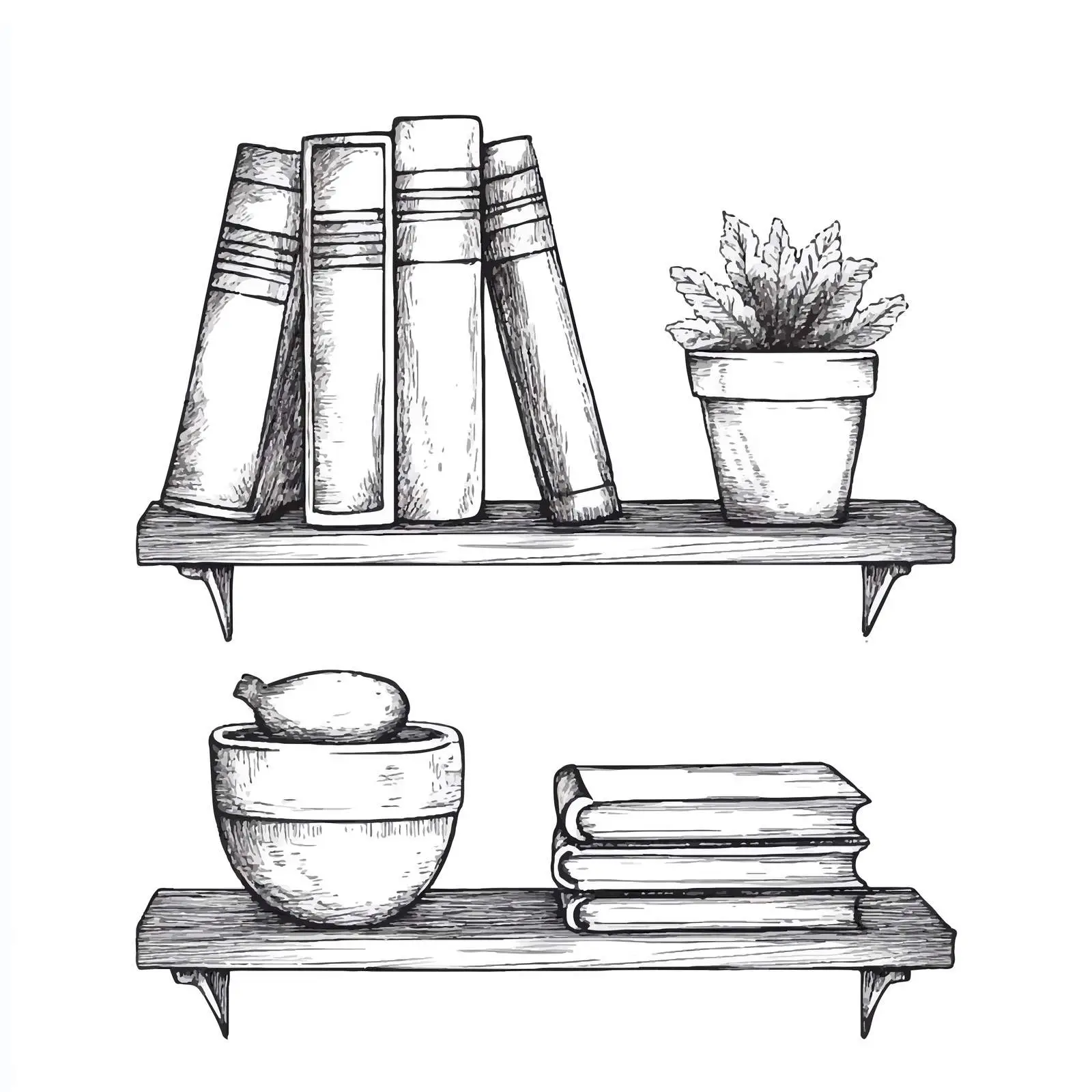 Hand-Drawn Wall Shelves Sketch on White Background — free download from Dotvec