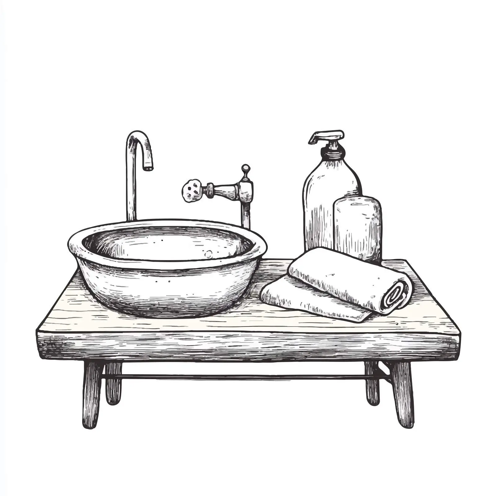 Hand-Drawn Sketch of Washing Board and Basin — free download from Dotvec