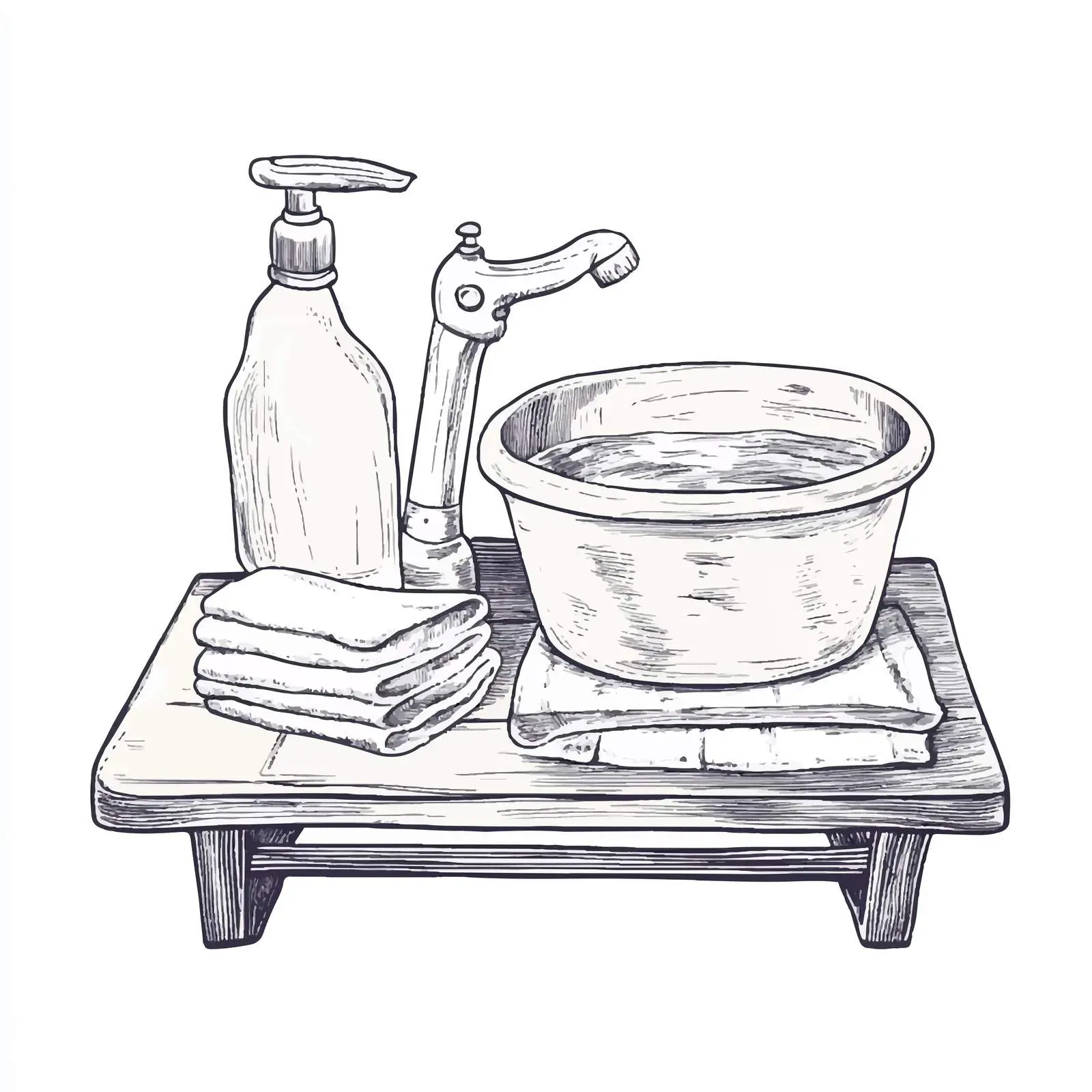 Hand-Drawn Washing Board and Basin Illustration — free download from Dotvec