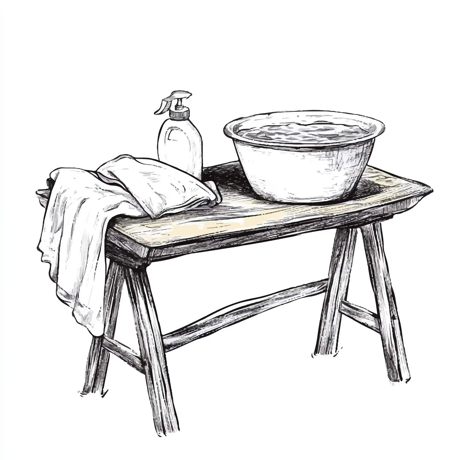 Hand-Drawn Washing Board and Water Basin Sketch — free download from Dotvec