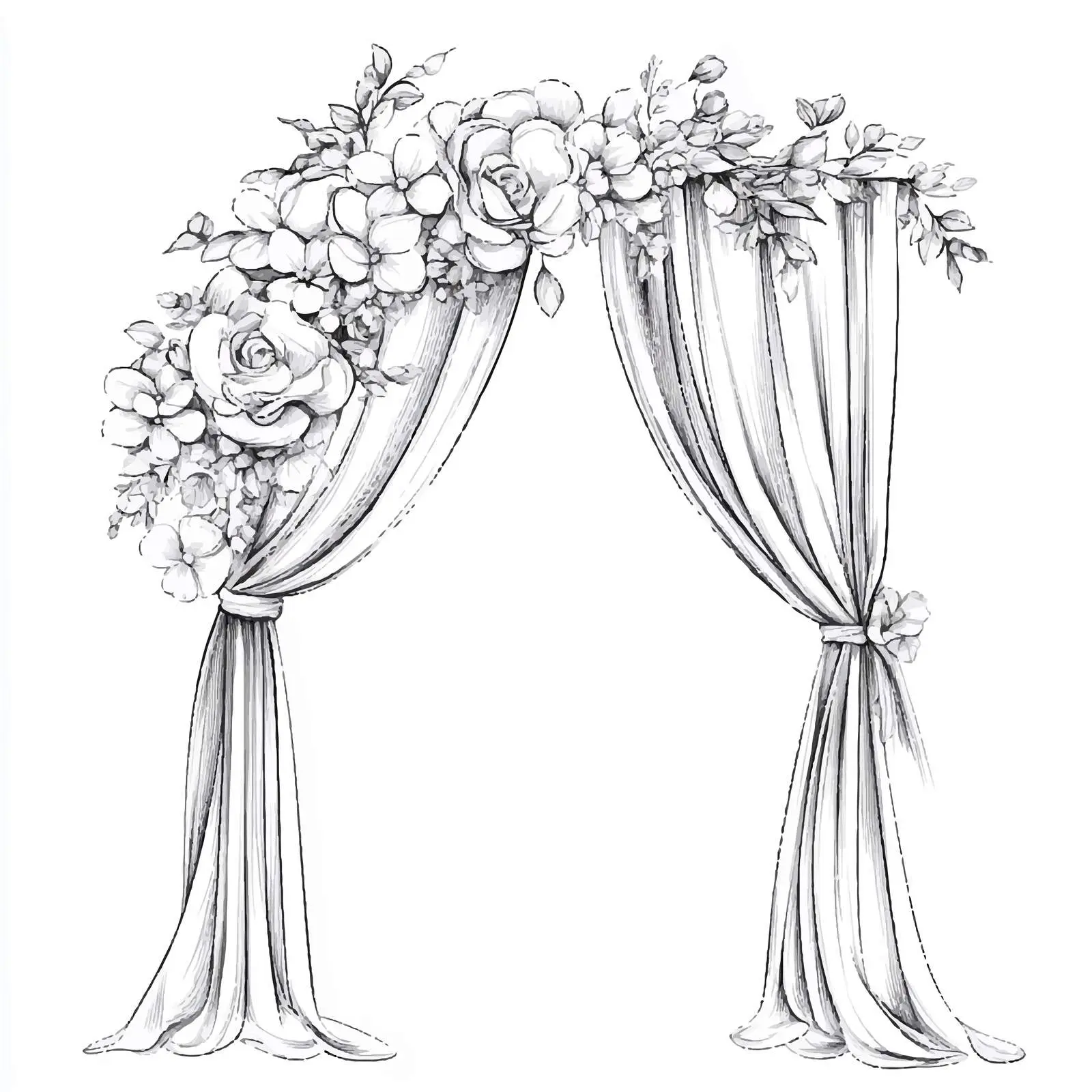 Hand-Drawn Wedding Curtain Arch Decoration — free download from Dotvec