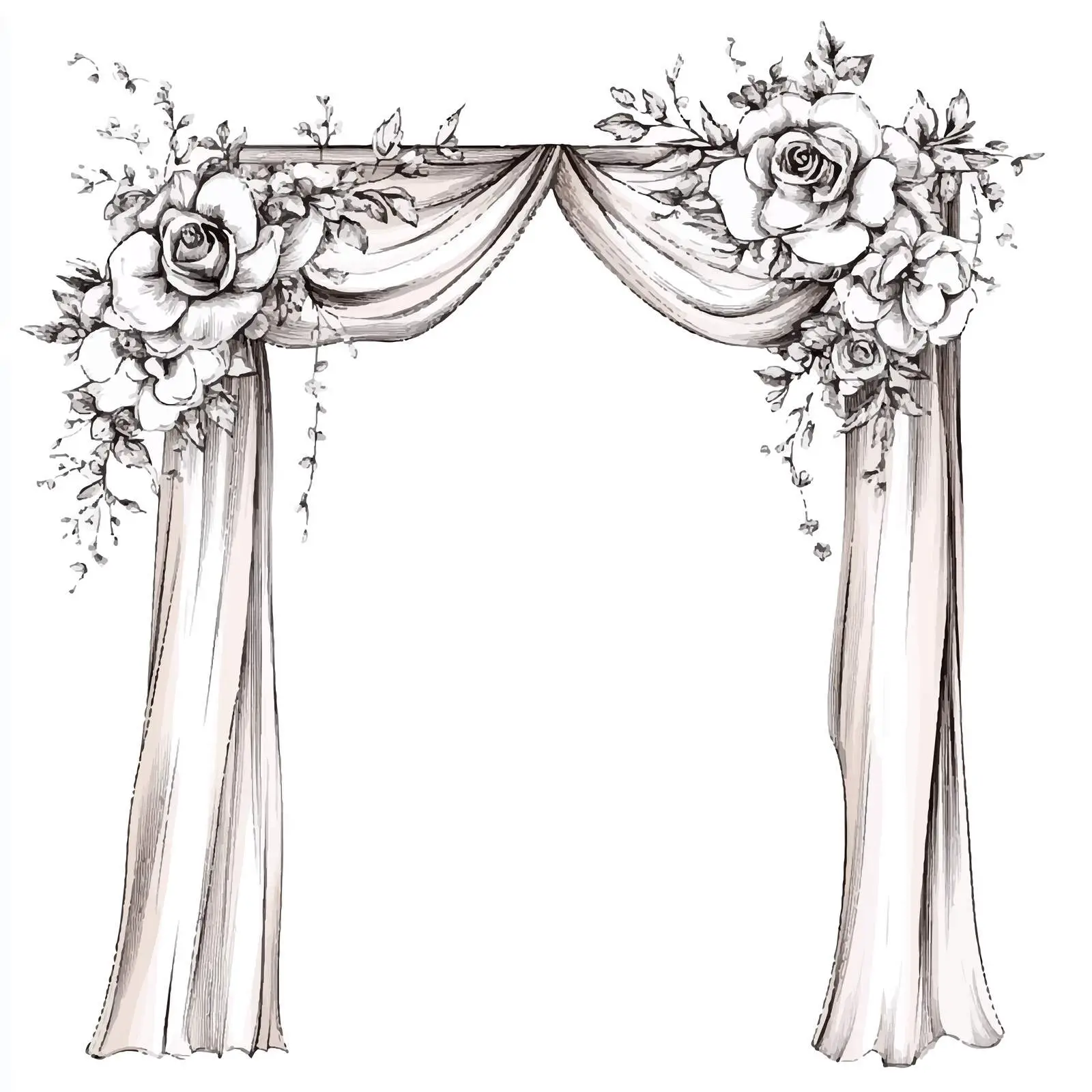 Hand-Drawn Wedding Curtain Arch Decoration Sketch — free download from Dotvec