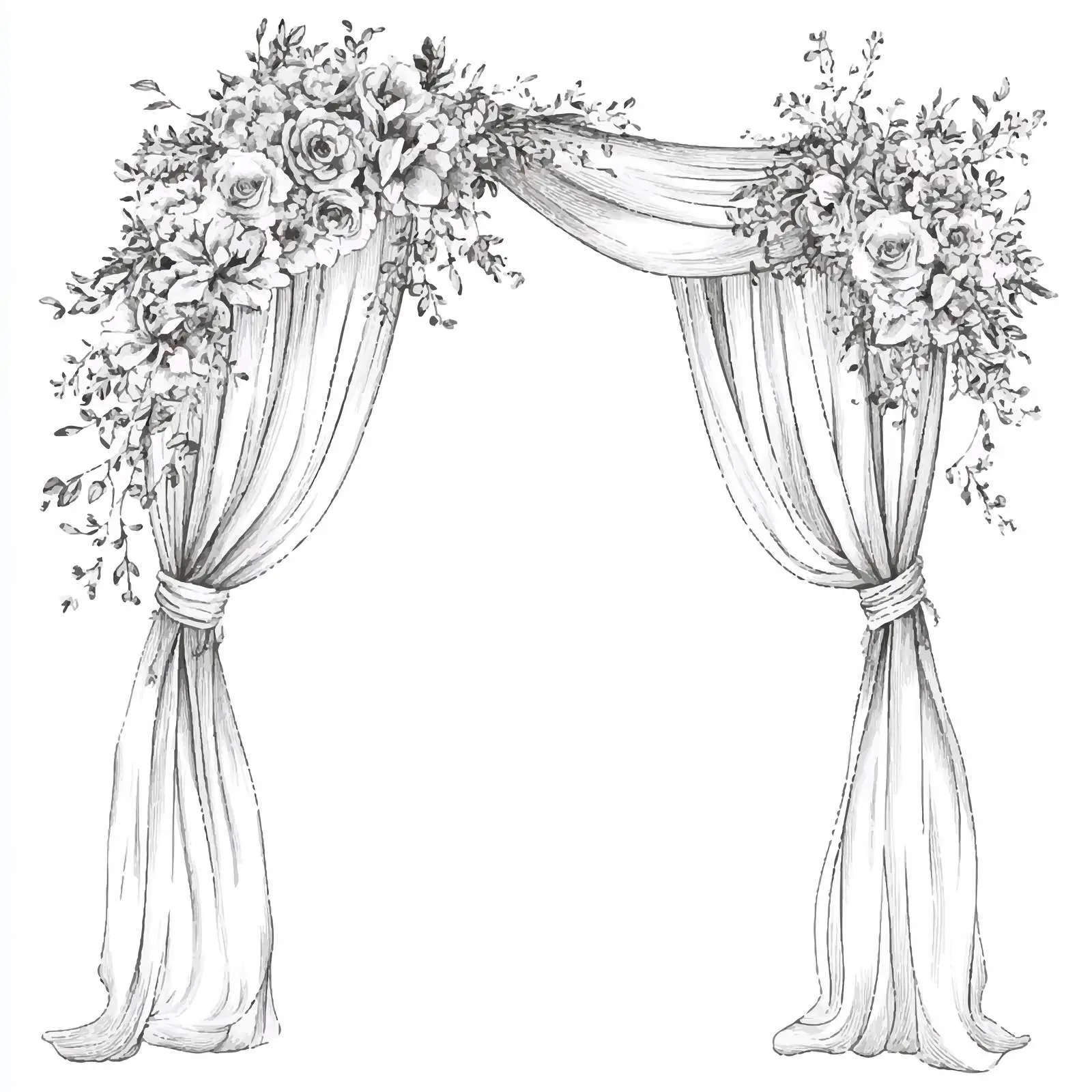 Hand Drawn Wedding Curtain Arch Design — free download from Dotvec