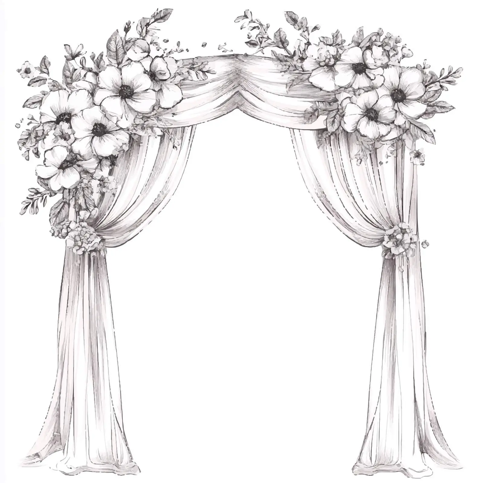 Hand-Drawn Wedding Curtain Arch Illustration — free download from Dotvec