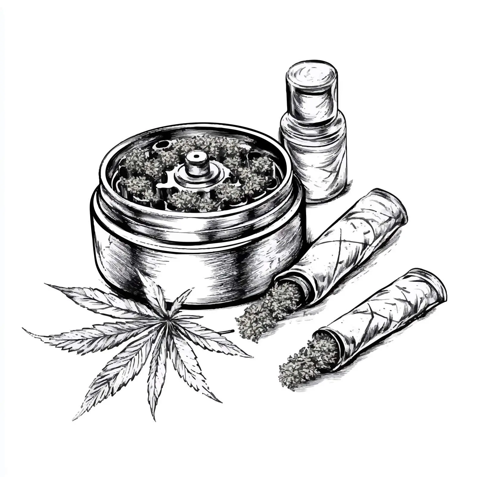 Hand-Drawn Weed Grinder Sketch on White Background — free download from Dotvec