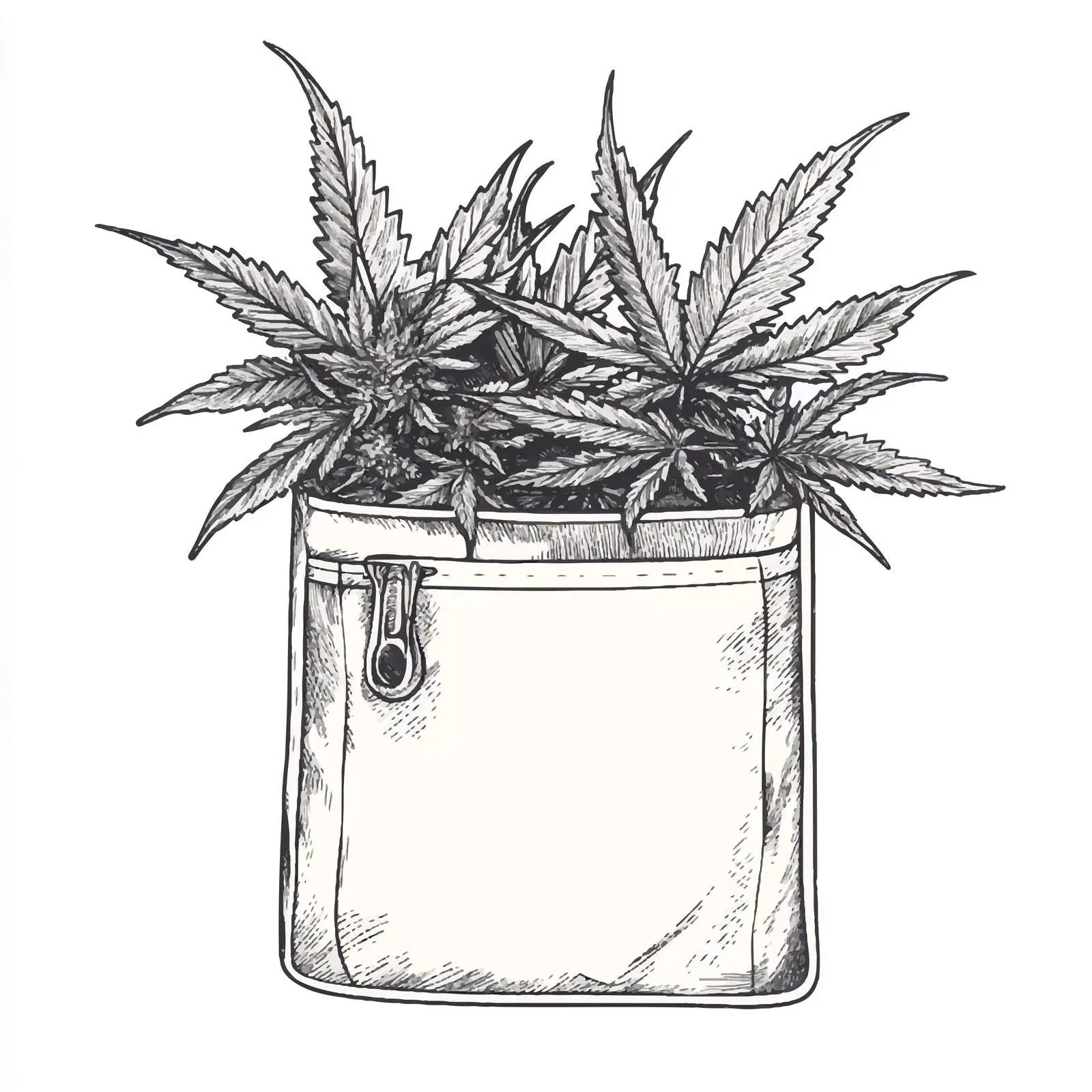 Hand-Drawn Weed Sketch in Transparent Pocket – free pocket design image from Dotvec