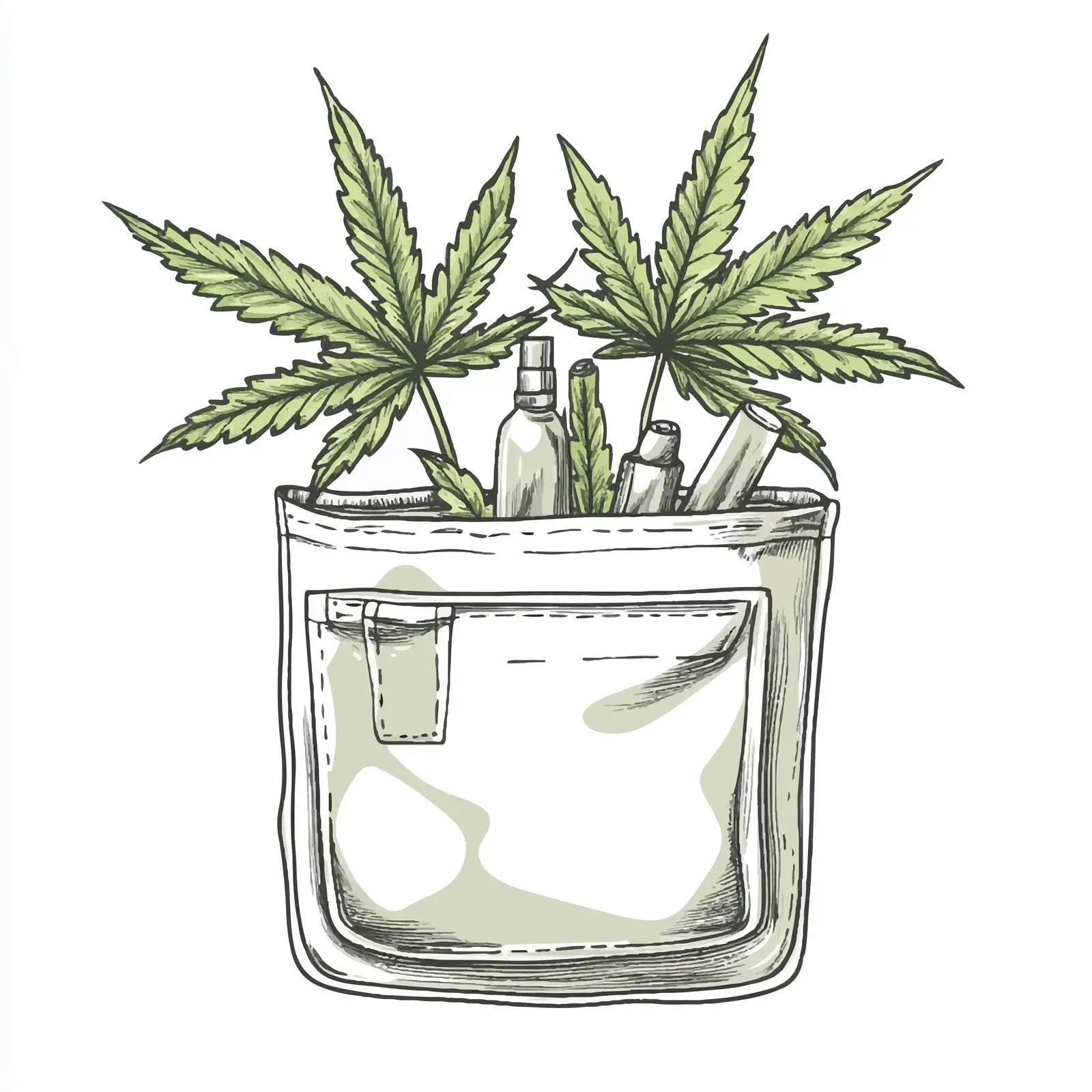 Hand-Drawn Weed in Transparent Pocket Sketch — free download from Dotvec