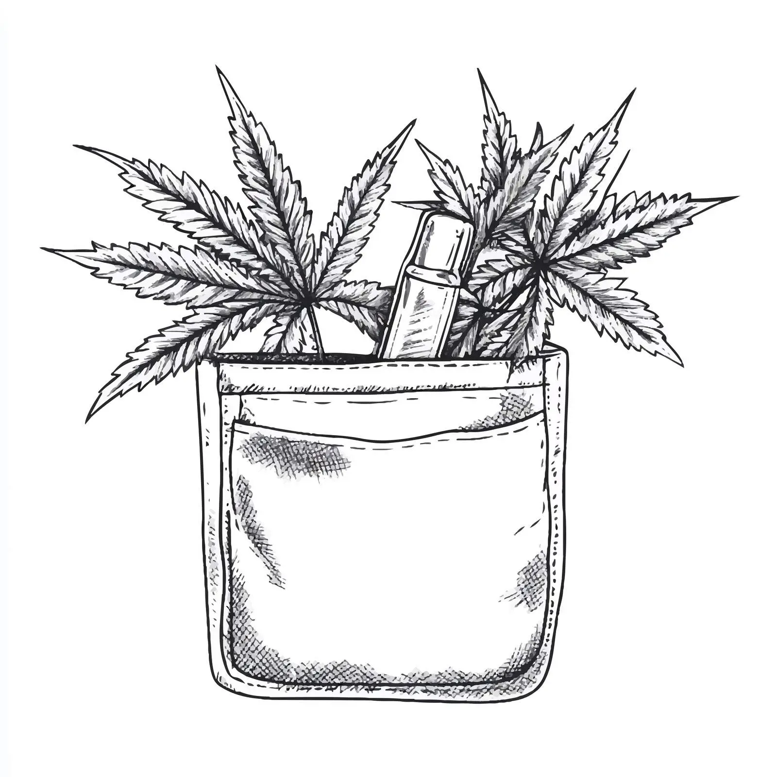 Hand-Drawn Weed in Transparent Pocket Illustration — free download from Dotvec