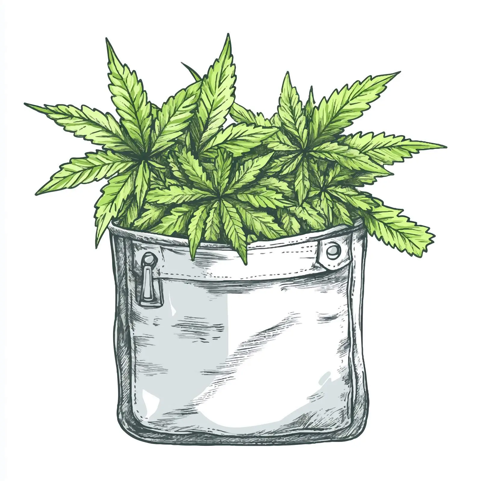 Hand-Drawn Weed Sketch in Transparent Pocket — free download from Dotvec
