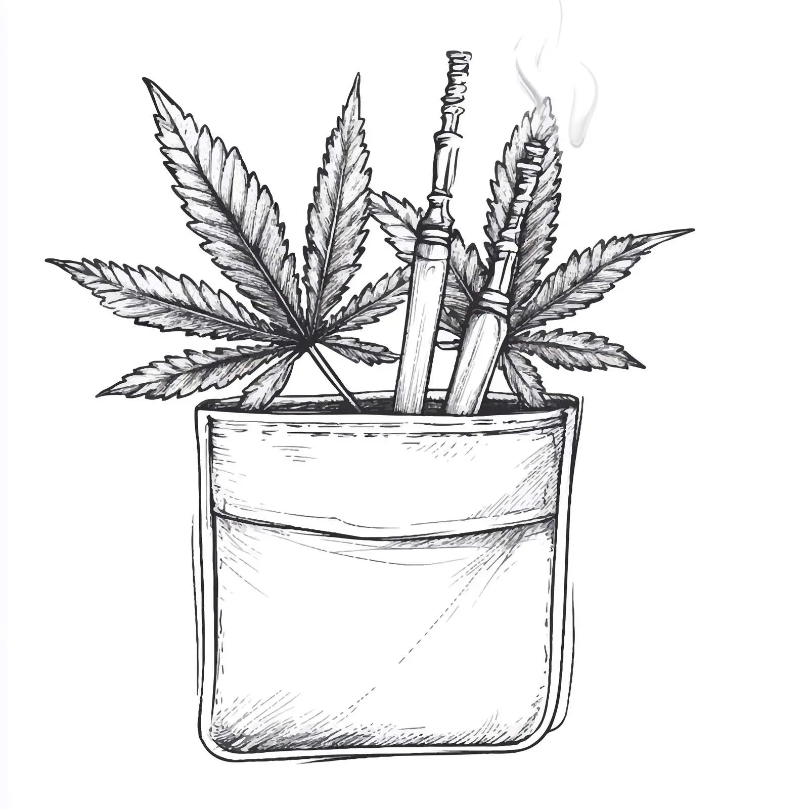 Hand Drawn Weed Sketch in Transparent Pocket — free download from Dotvec