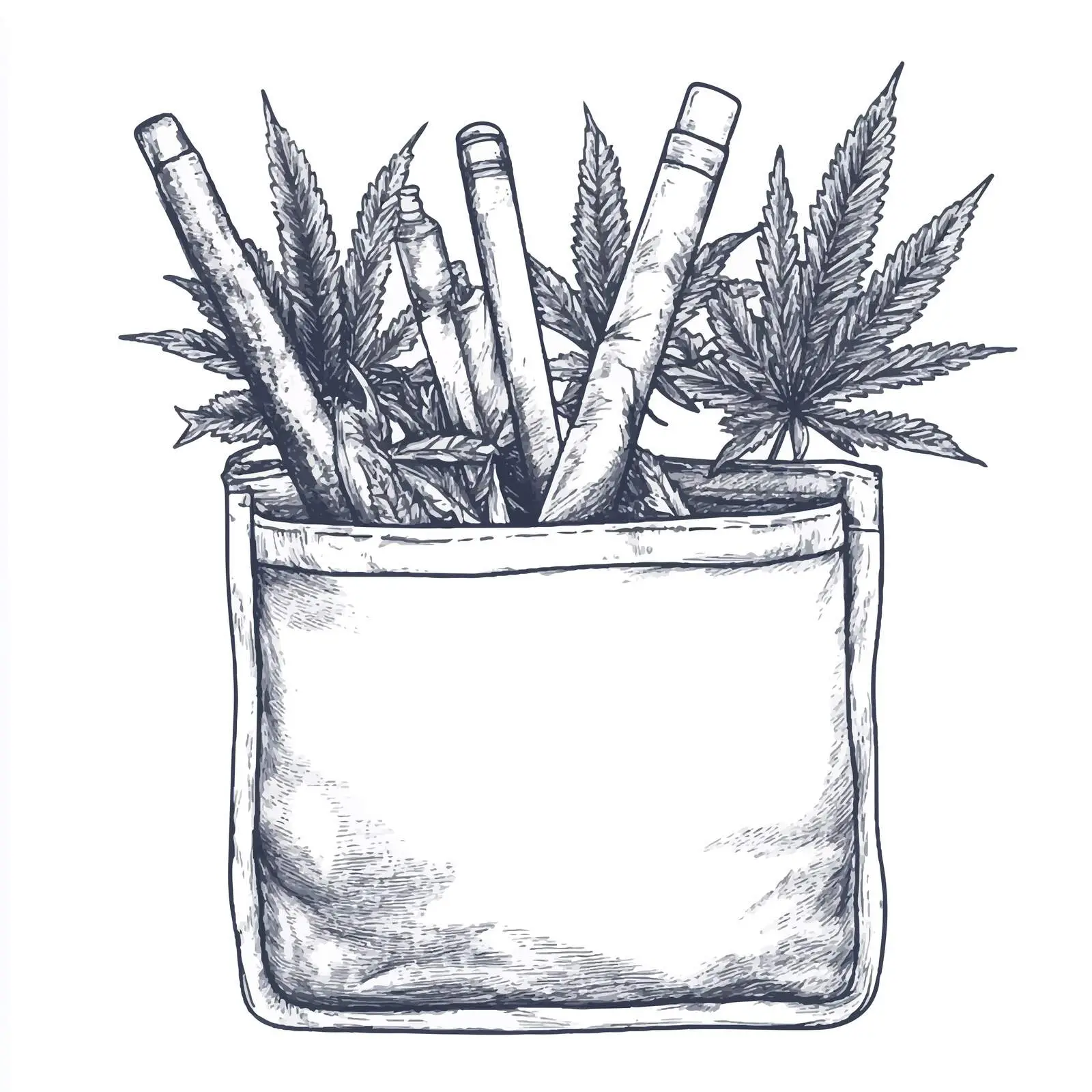Hand-Drawn Weed in Transparent Pocket Illustration — free download from Dotvec