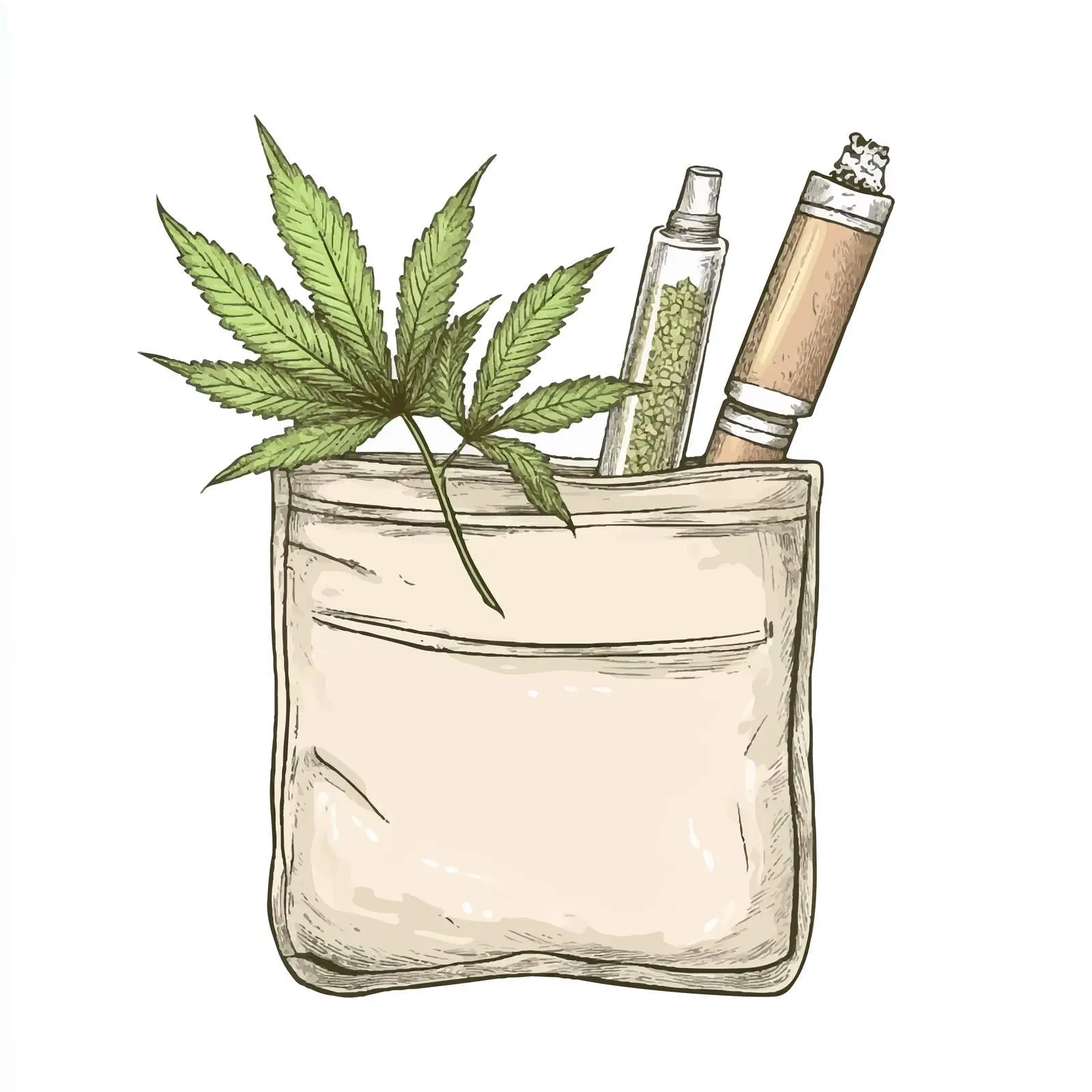 Hand-Drawn Weed Sketch in Transparent Pocket — free download from Dotvec