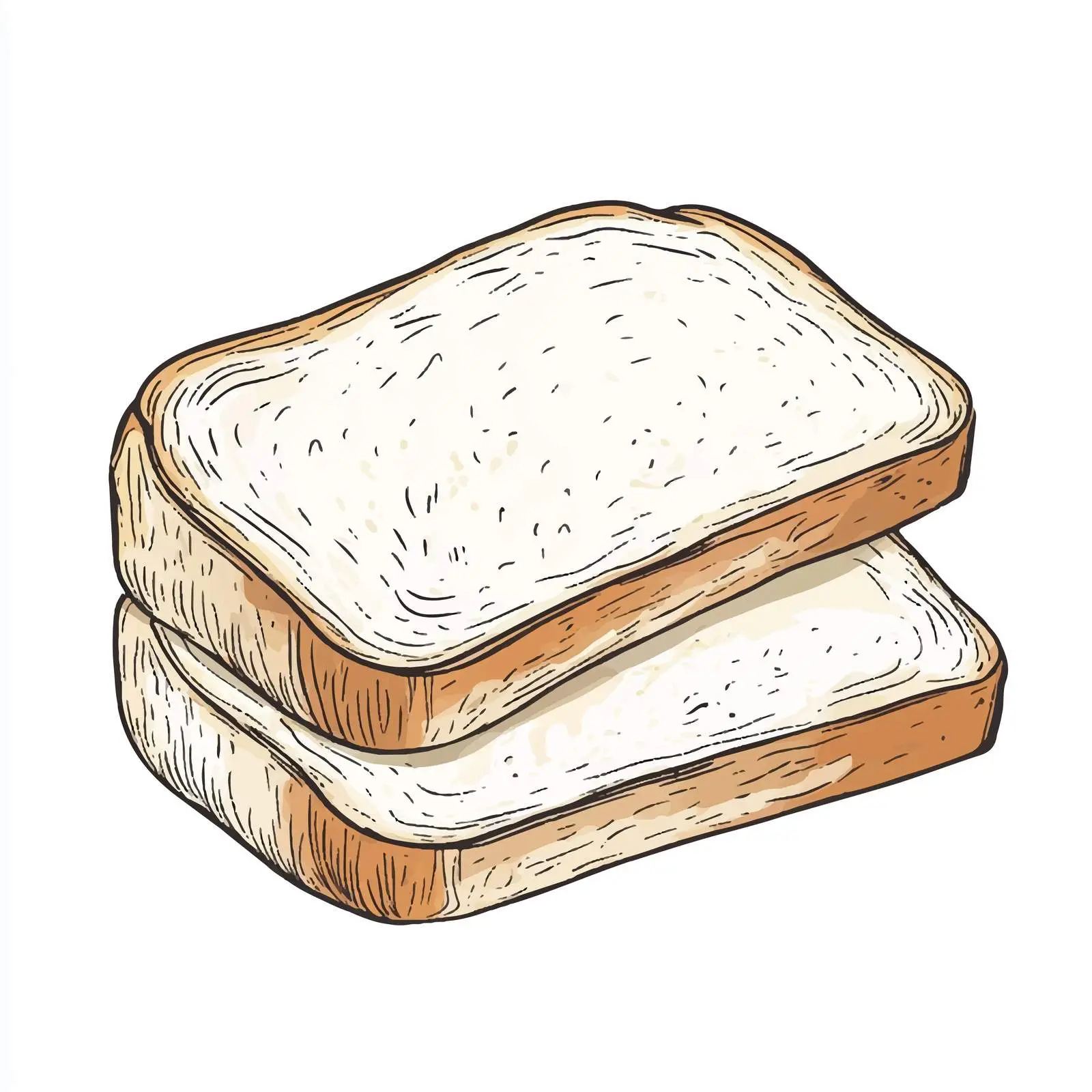 Hand-Drawn White Sandwich Bread Sketch – free toasted image from Dotvec