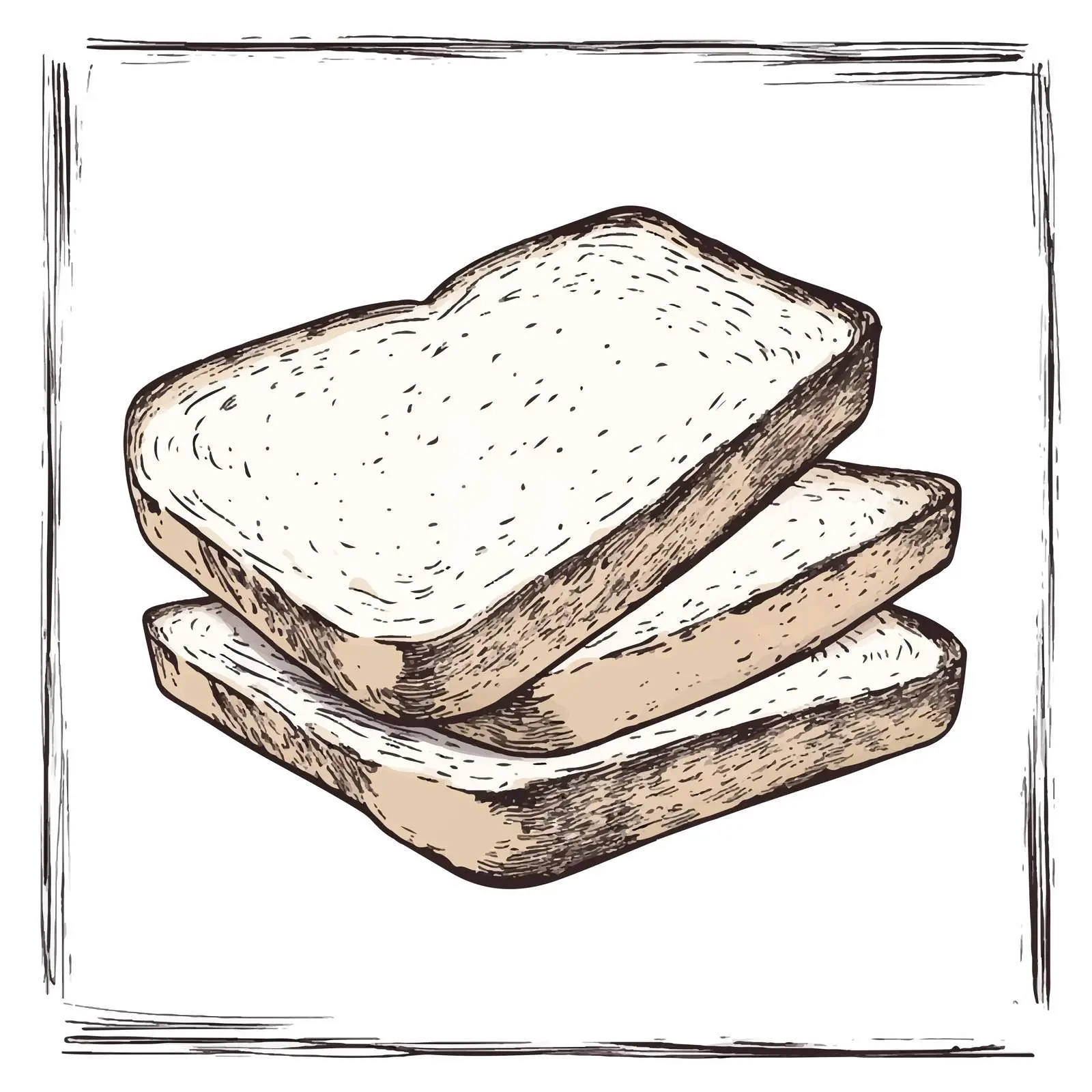 Hand-Drawn White Sandwich Bread Sketch – free toasted bread image from Dotvec