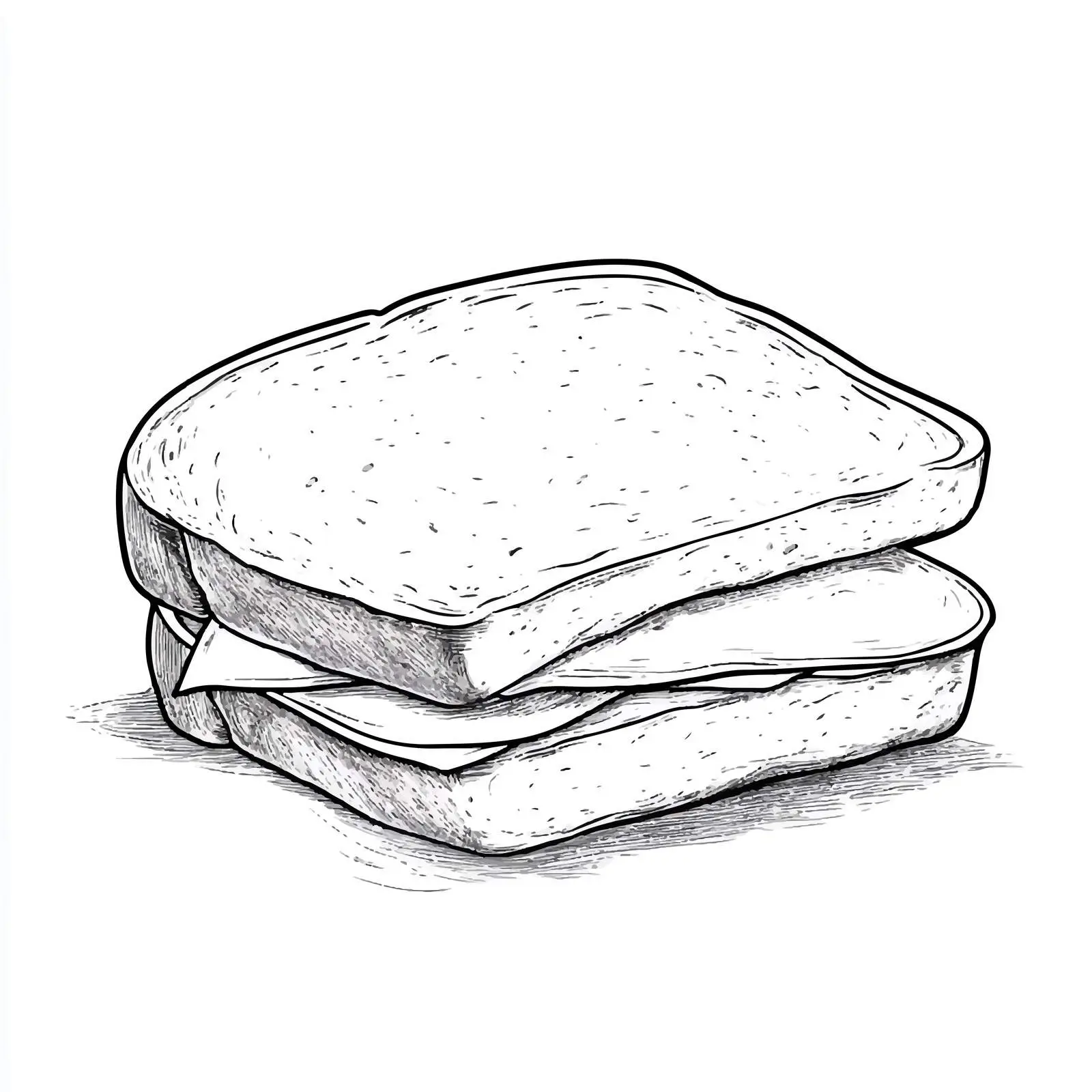 Hand-Drawn Illustration of White Sandwich Bread — free download from Dotvec