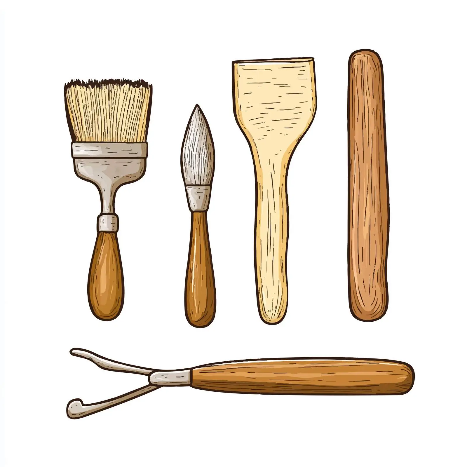 Hand-Drawn Wood Modelling Tool Illustration — free download from Dotvec