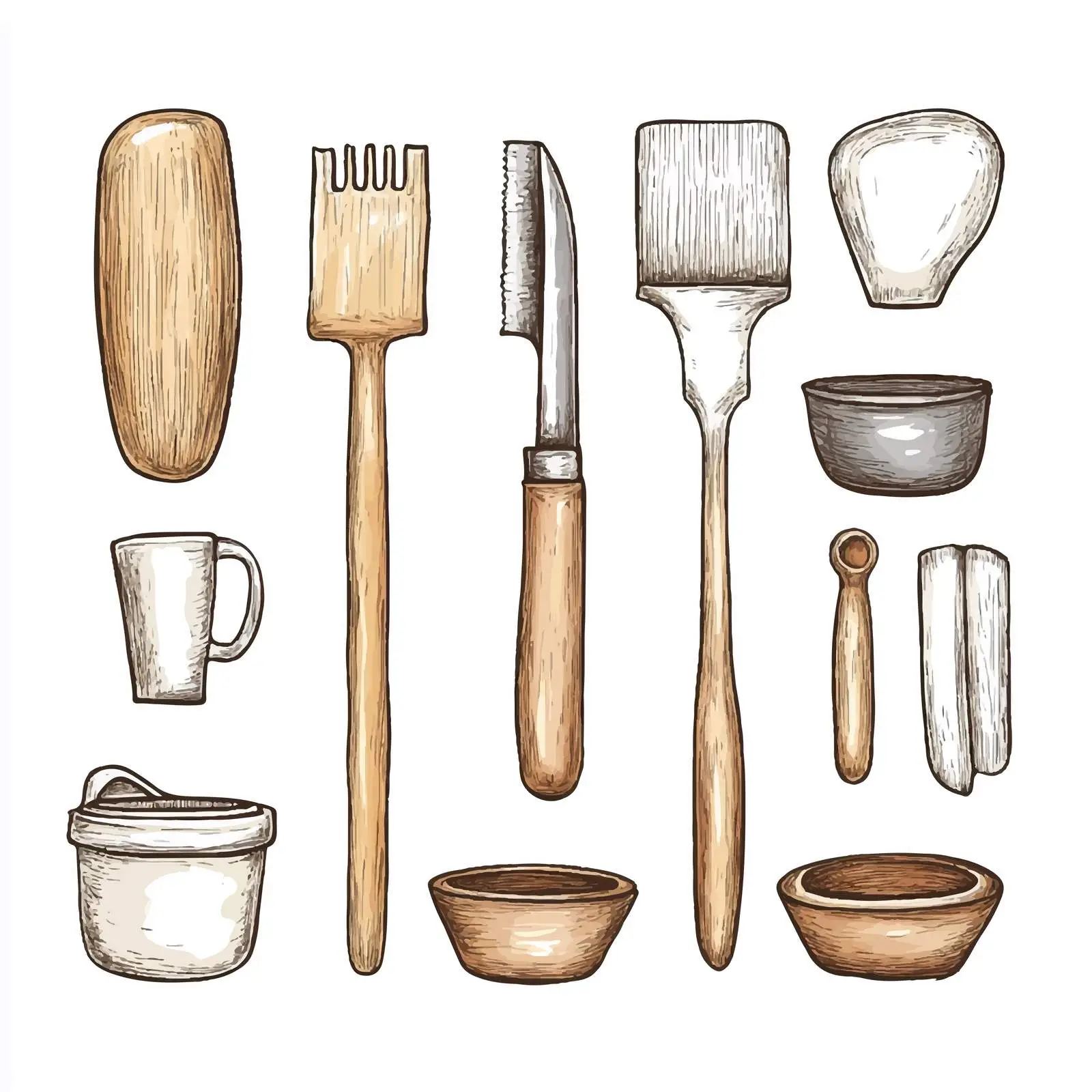 Hand-Drawn Wood Modelling Tool Sketch — free download from Dotvec