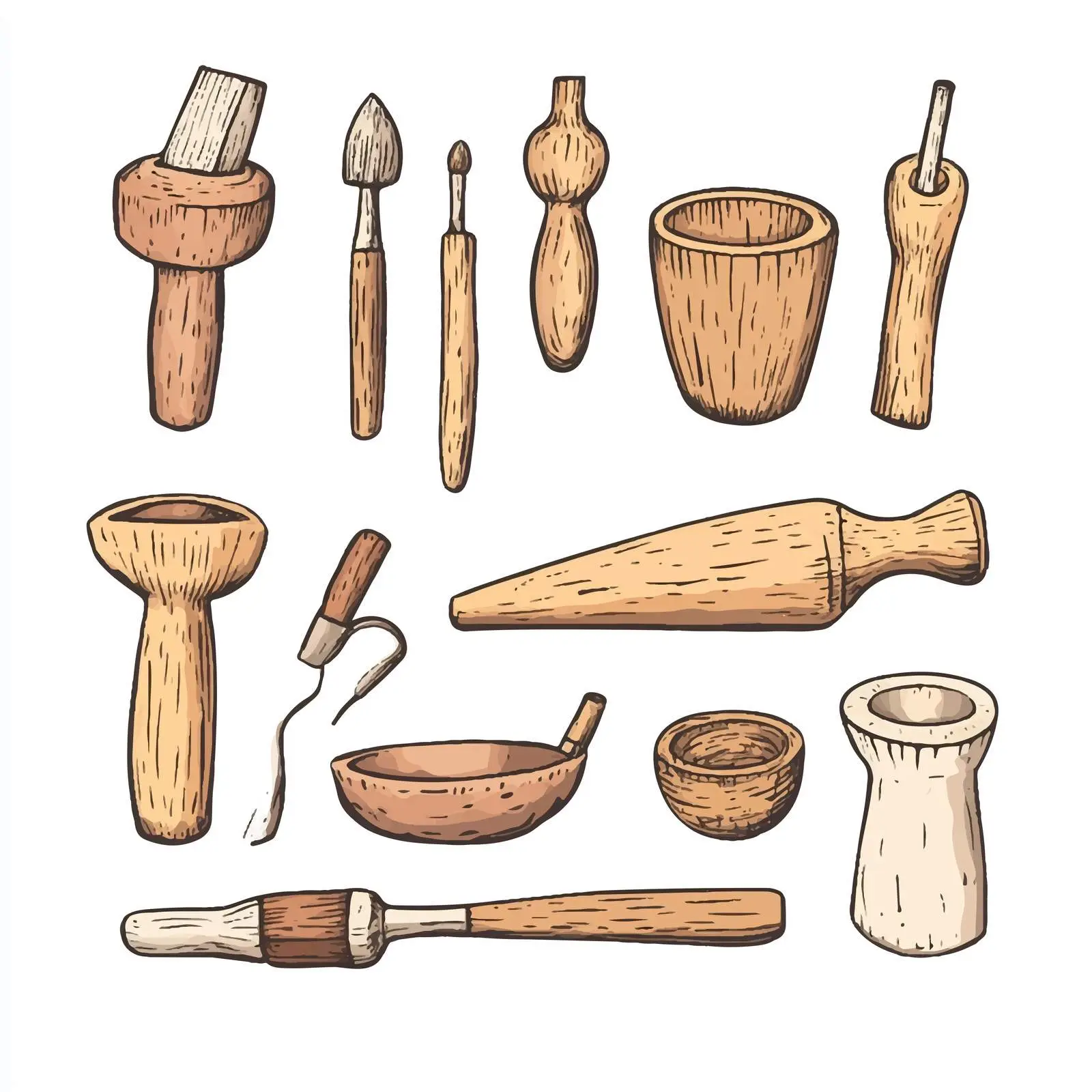Hand-Drawn Wood Modeling Tool Sketch — free download from Dotvec
