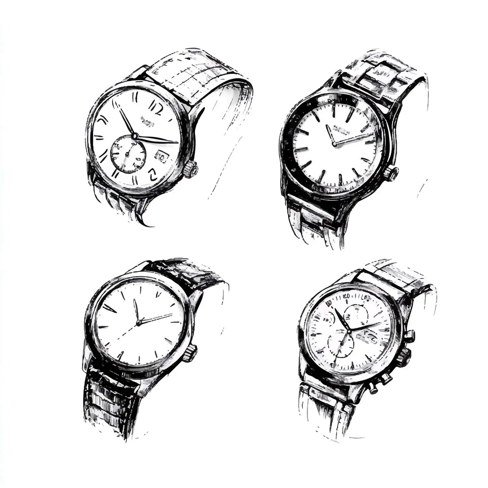 Hand-Drawn Wrist Watch Sketch on White Background — free download from Dotvec