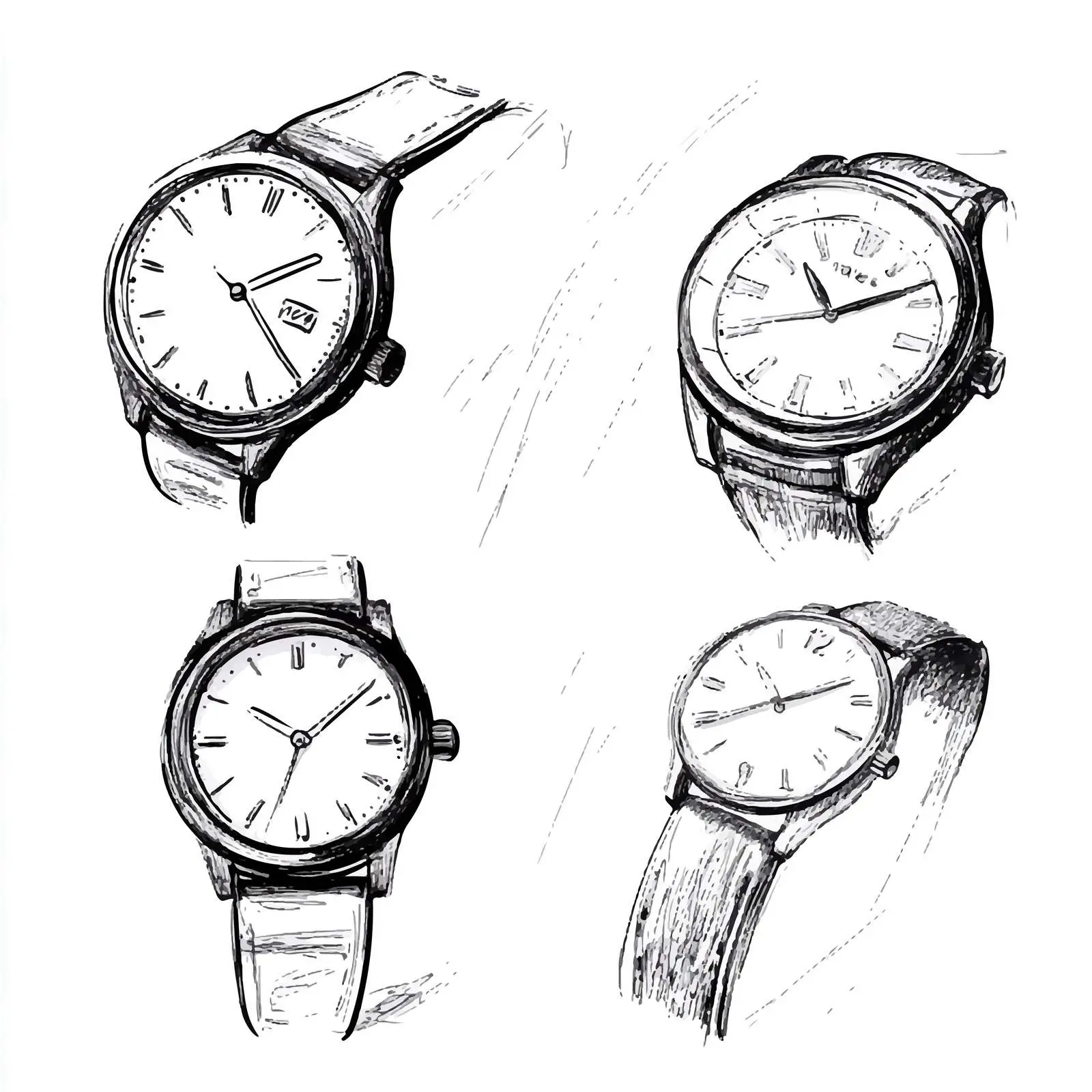 Hand Drawn Wrist Watch Sketch on White Background — free download from Dotvec