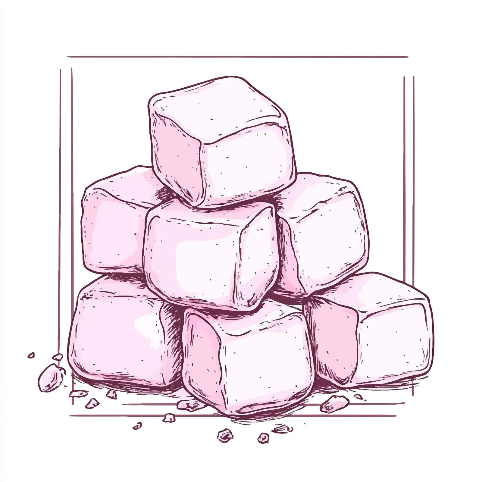 Pink Hand-Drawn Marshmallows on White Background — free download from Dotvec
