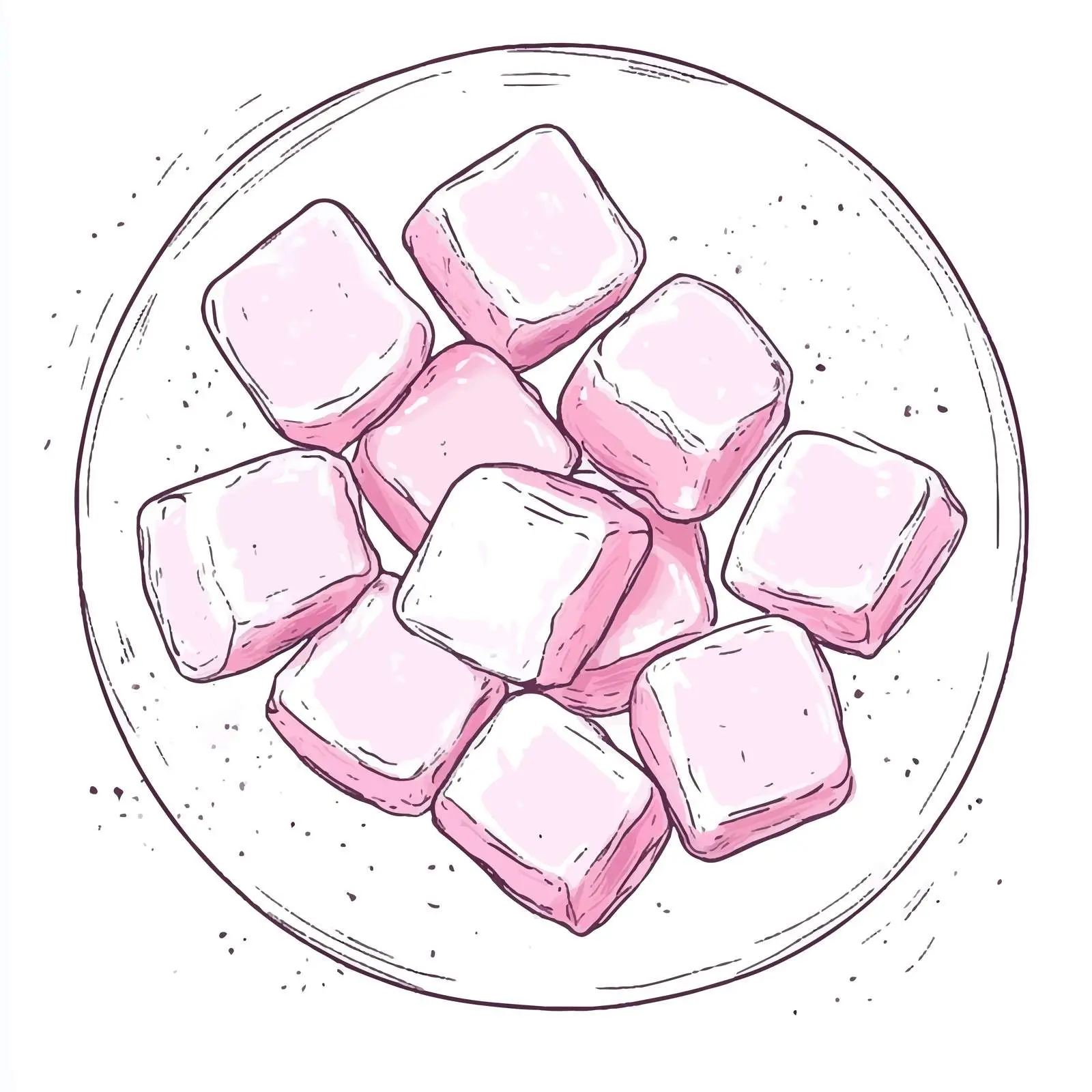 Hand-Drawn Pink Marshmallows on White Background — free download from Dotvec