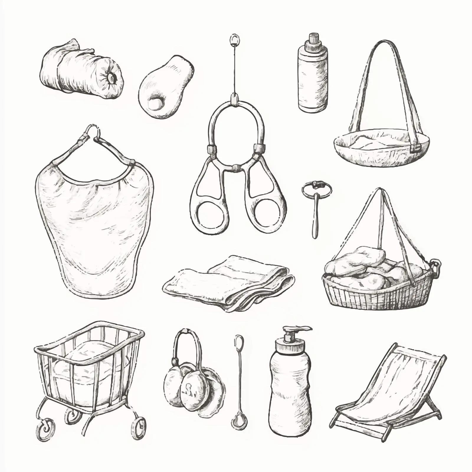 Hand-Drawn Baby Items Sketch Set — free download from Dotvec