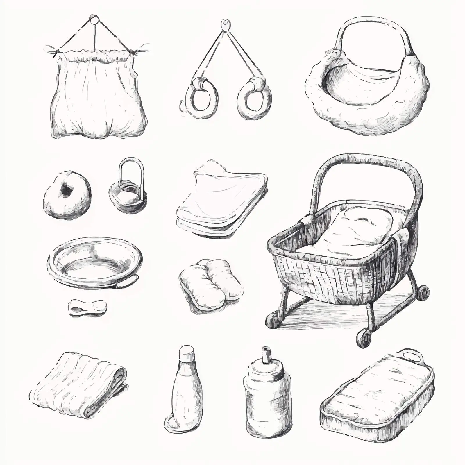 Hand-Drawn Baby Items Vector Sketch Set — free download from Dotvec
