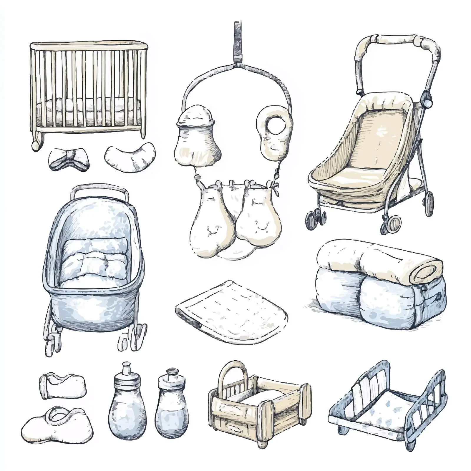 Hand-Drawn Baby and Infant Accessories Collection — free download from Dotvec