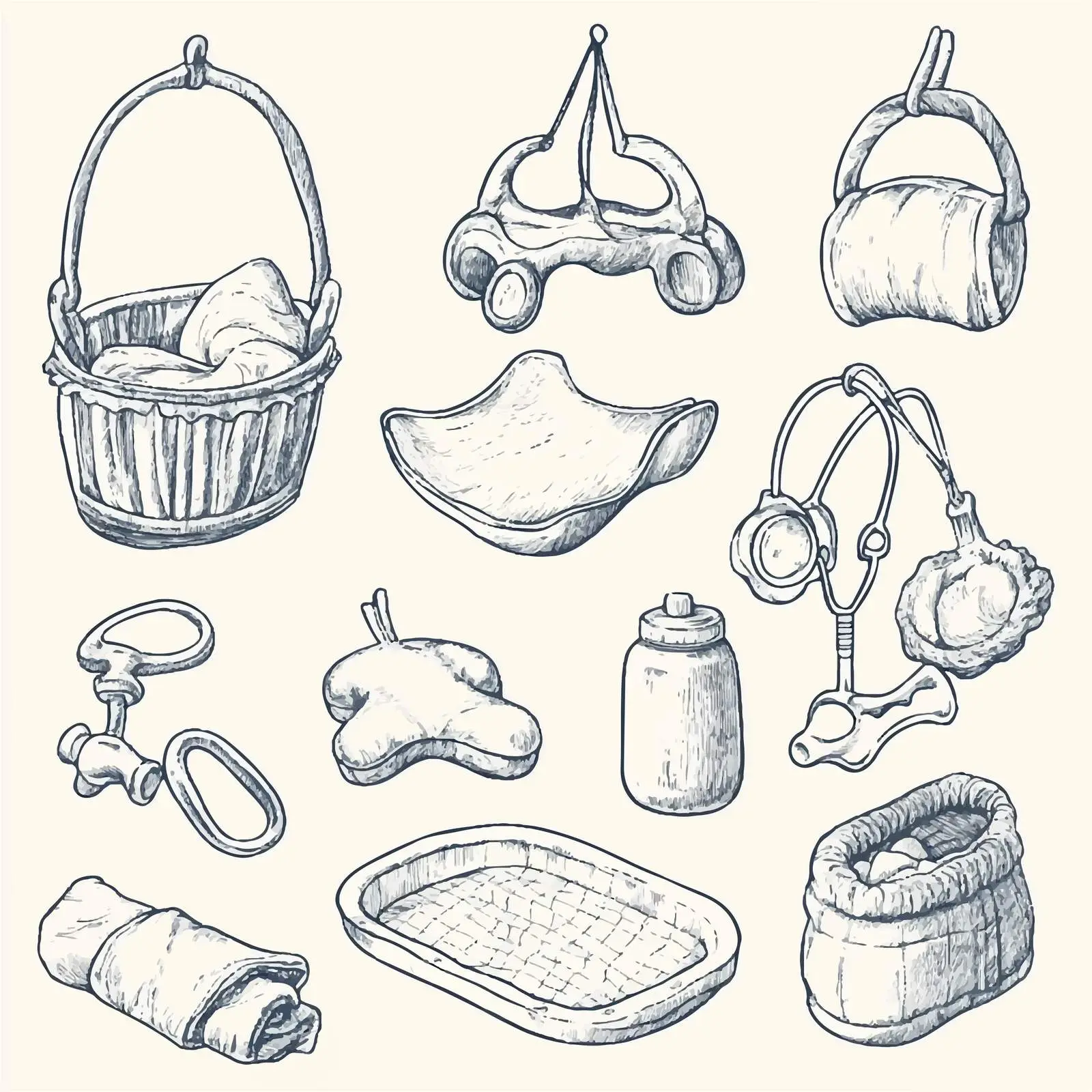 Hand-Drawn Baby Items Sketch Set — free download from Dotvec