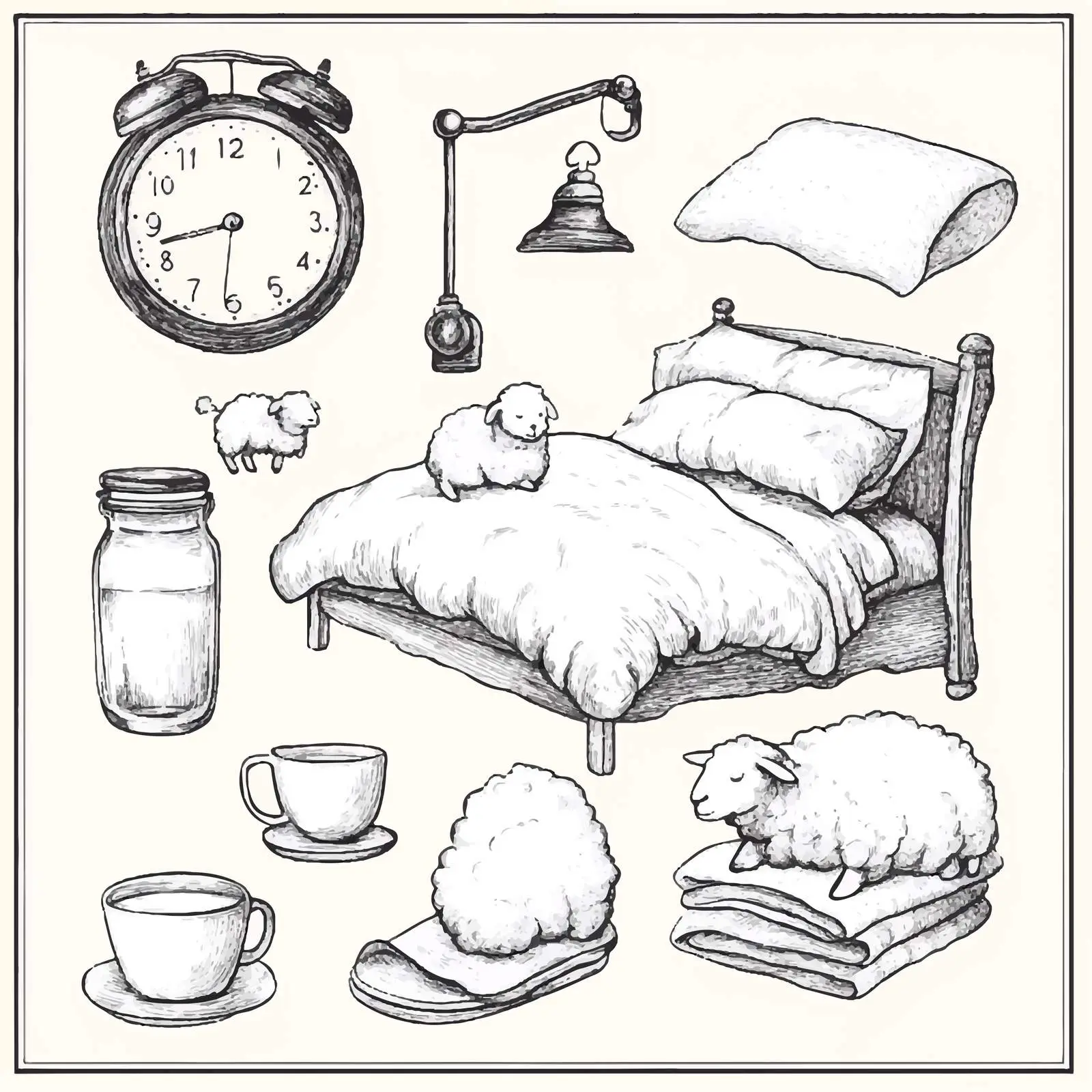 Hand Drawn Bedtime Elements Sketch Set — free download from Dotvec