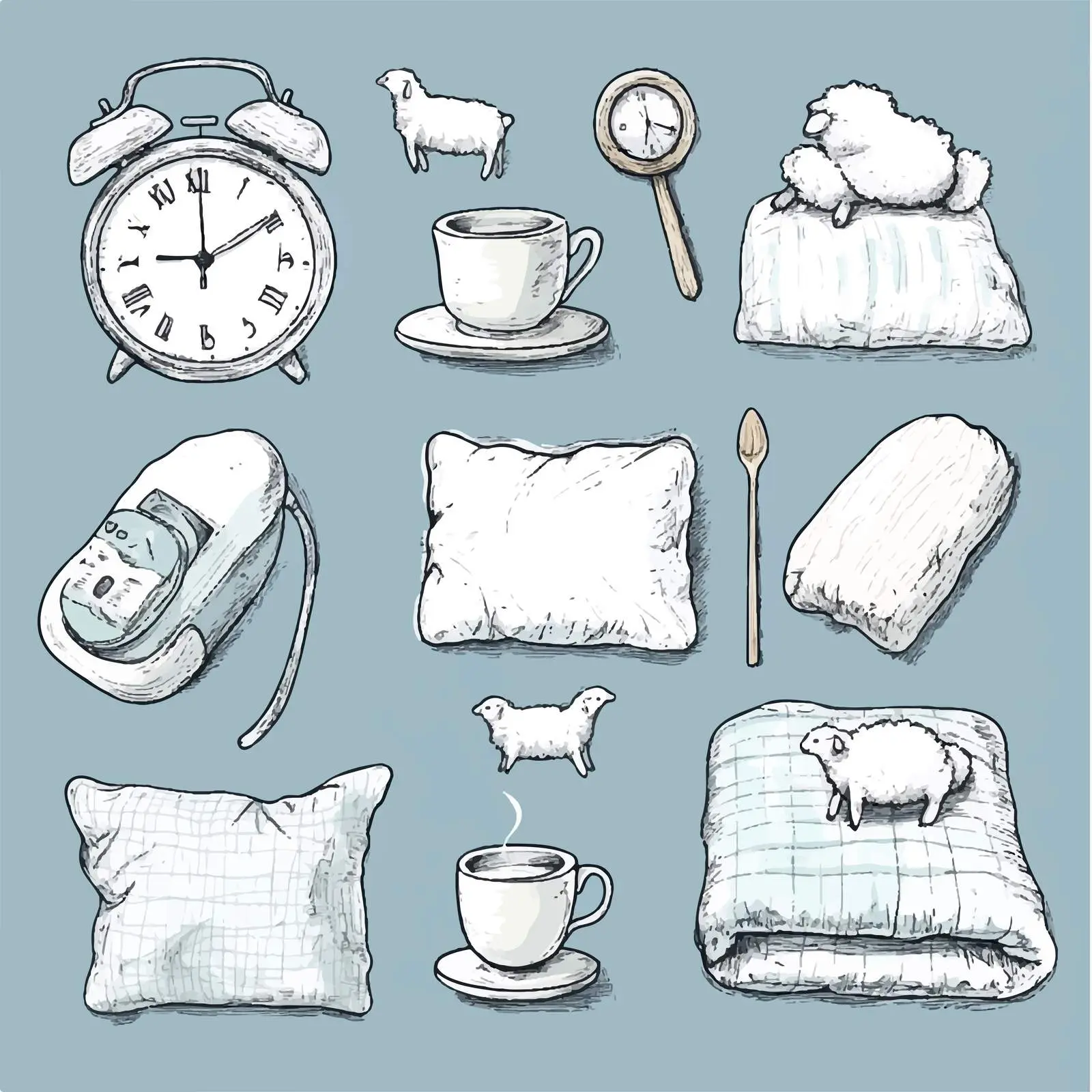 Hand-Drawn Bedtime Essentials Sketch Set — free download from Dotvec