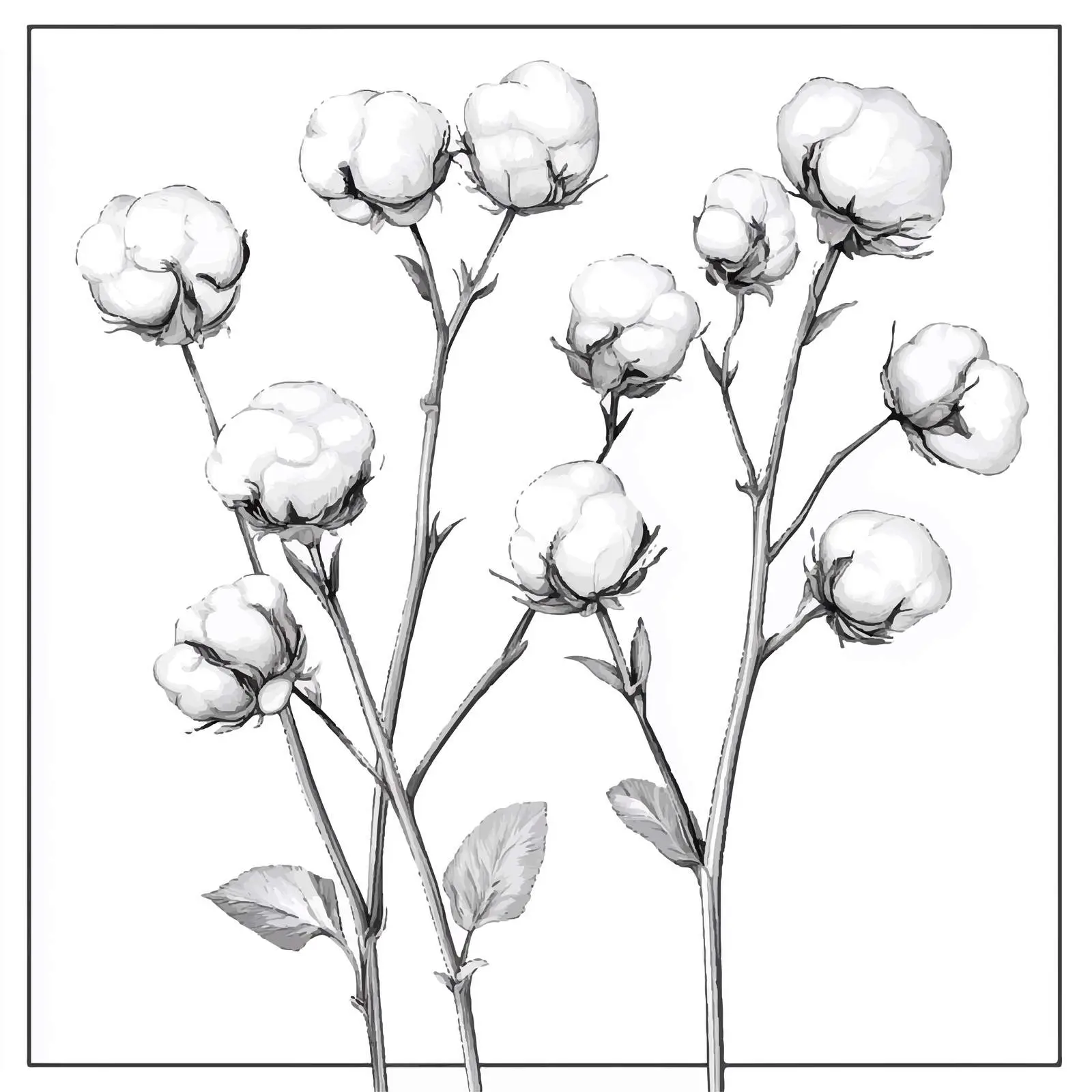 Hand-Drawn Cotton Sketches and Buds Set — free download from Dotvec