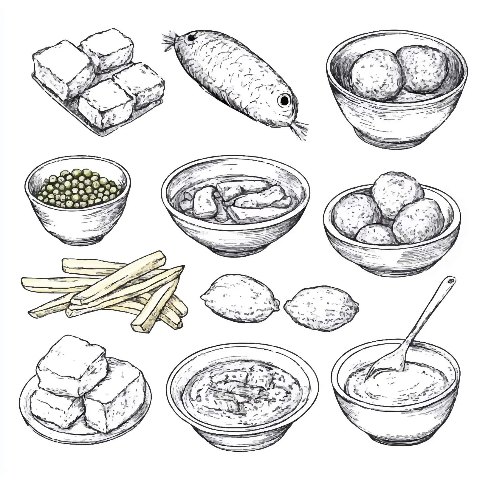 Hand-Drawn Dutch Cuisine Sketch Set – free herring image from Dotvec