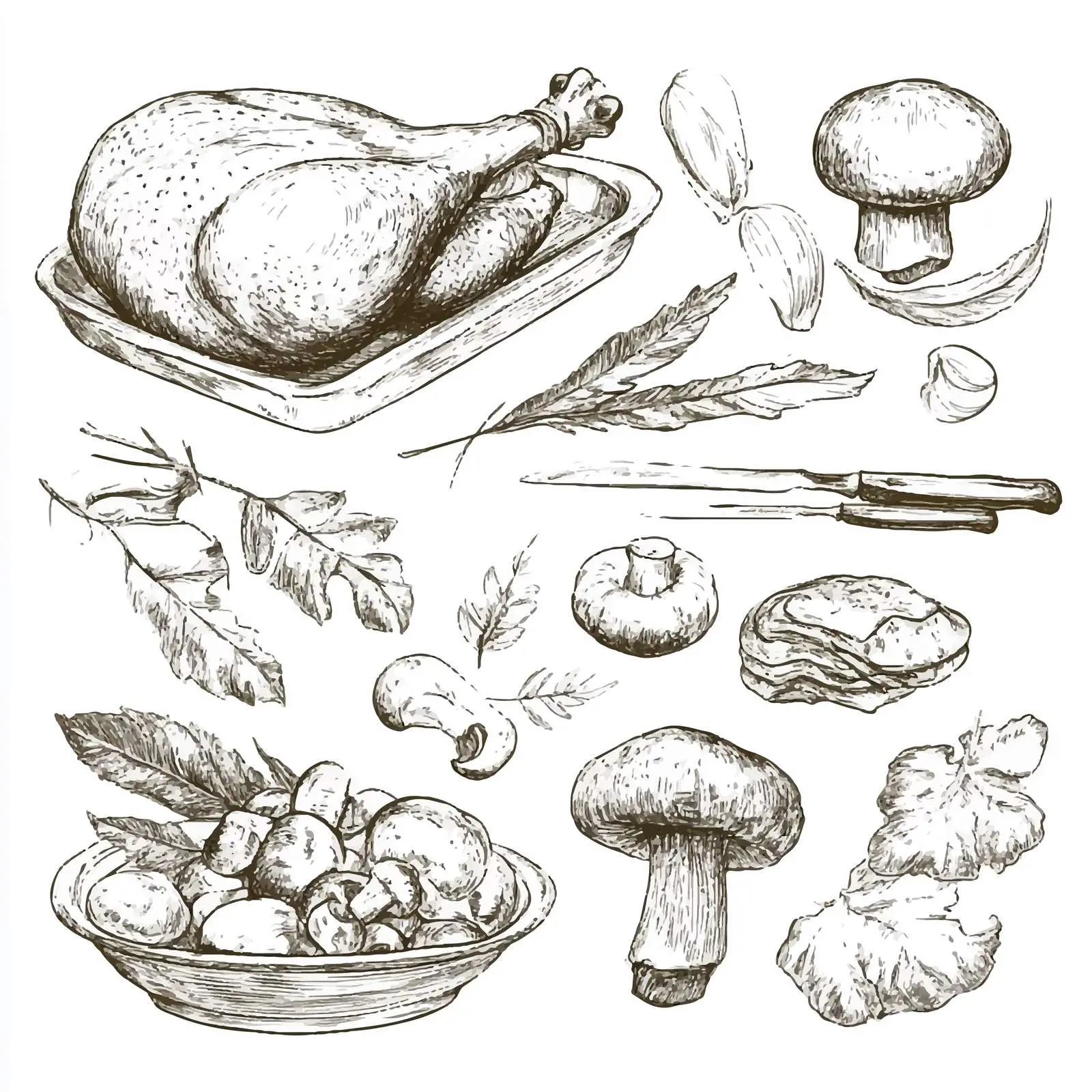 Hand-Drawn French Cuisine Sketch Set — free download from Dotvec