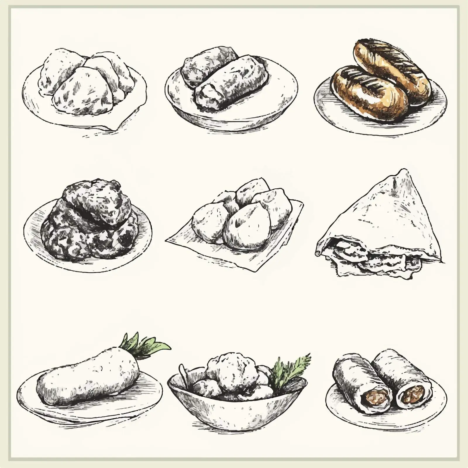 Hand-Drawn German Maultaschen Sketches Collection — free download from Dotvec