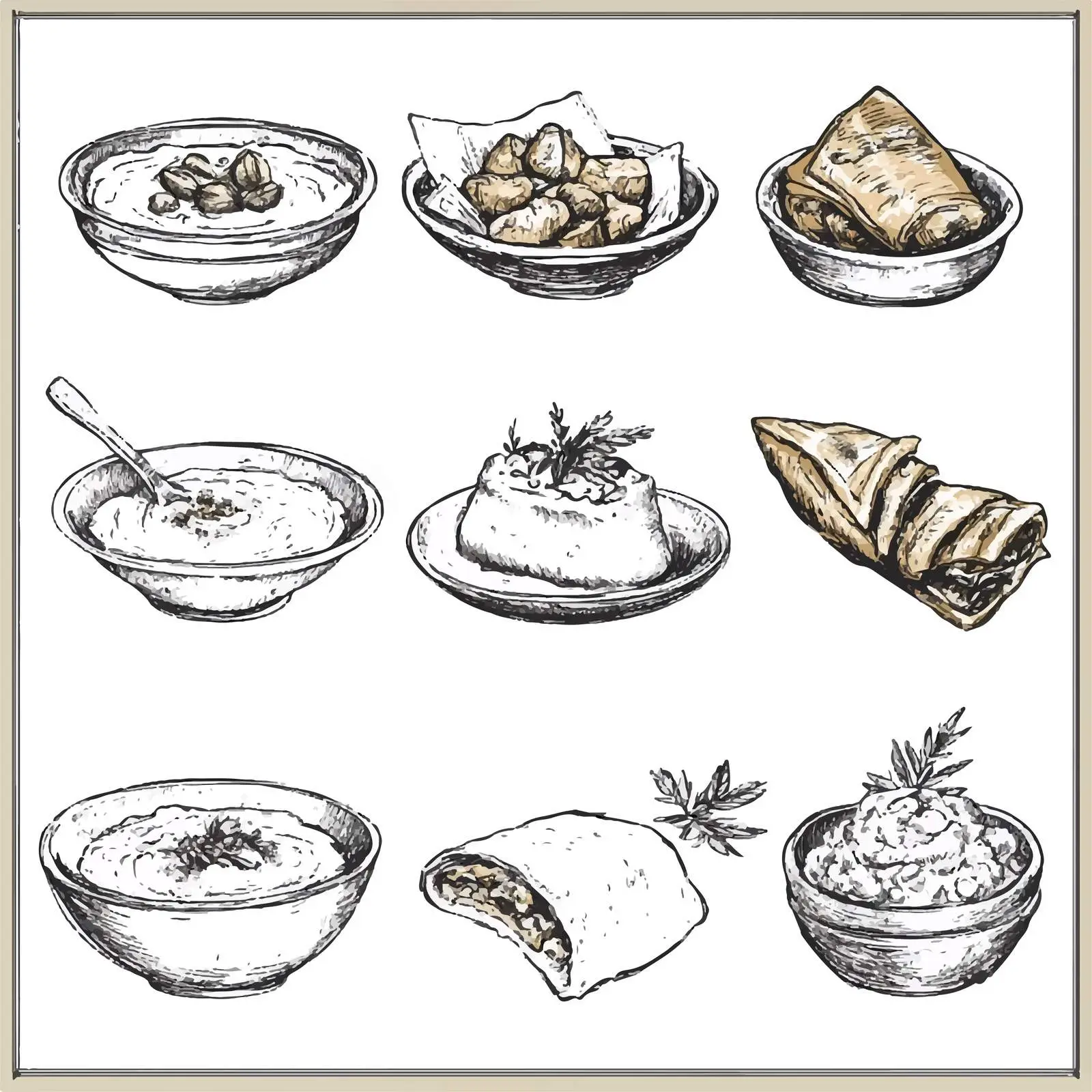 Hand-Drawn Greek Cuisine - Fasolata Soup Vector Art — free download from Dotvec