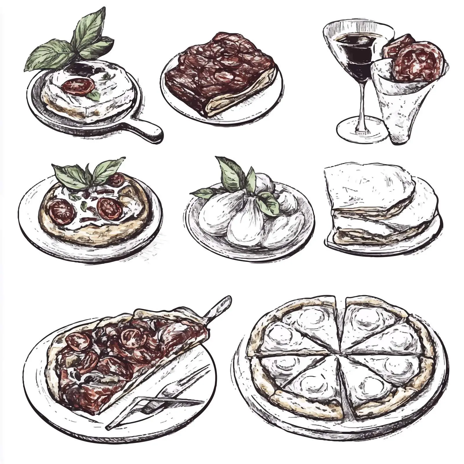 Hand-Drawn Italian Cuisine Bruschetta Sketch — free download from Dotvec