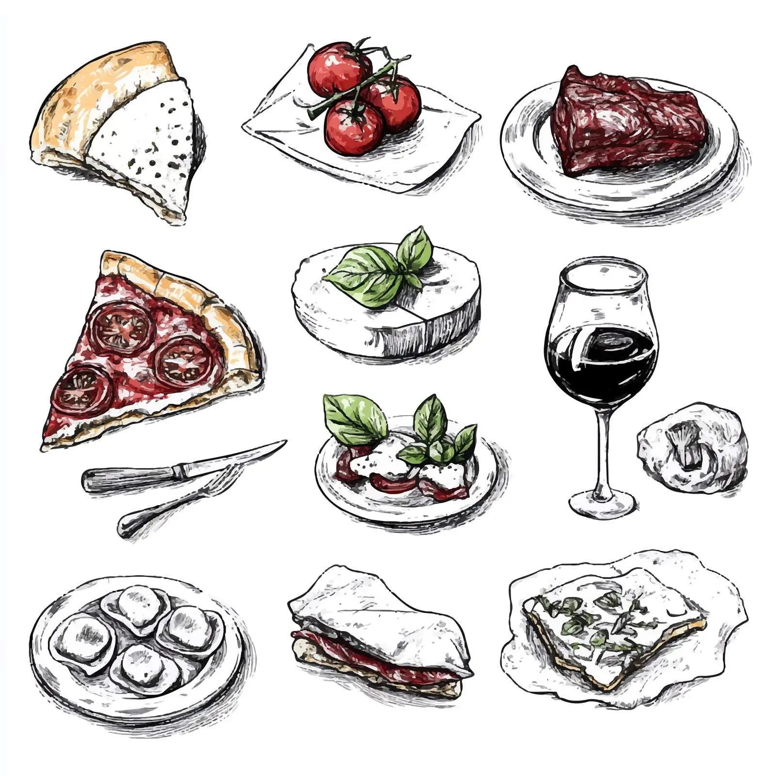 Hand-Drawn Italian Cuisine Bruschetta Illustration — free download from Dotvec