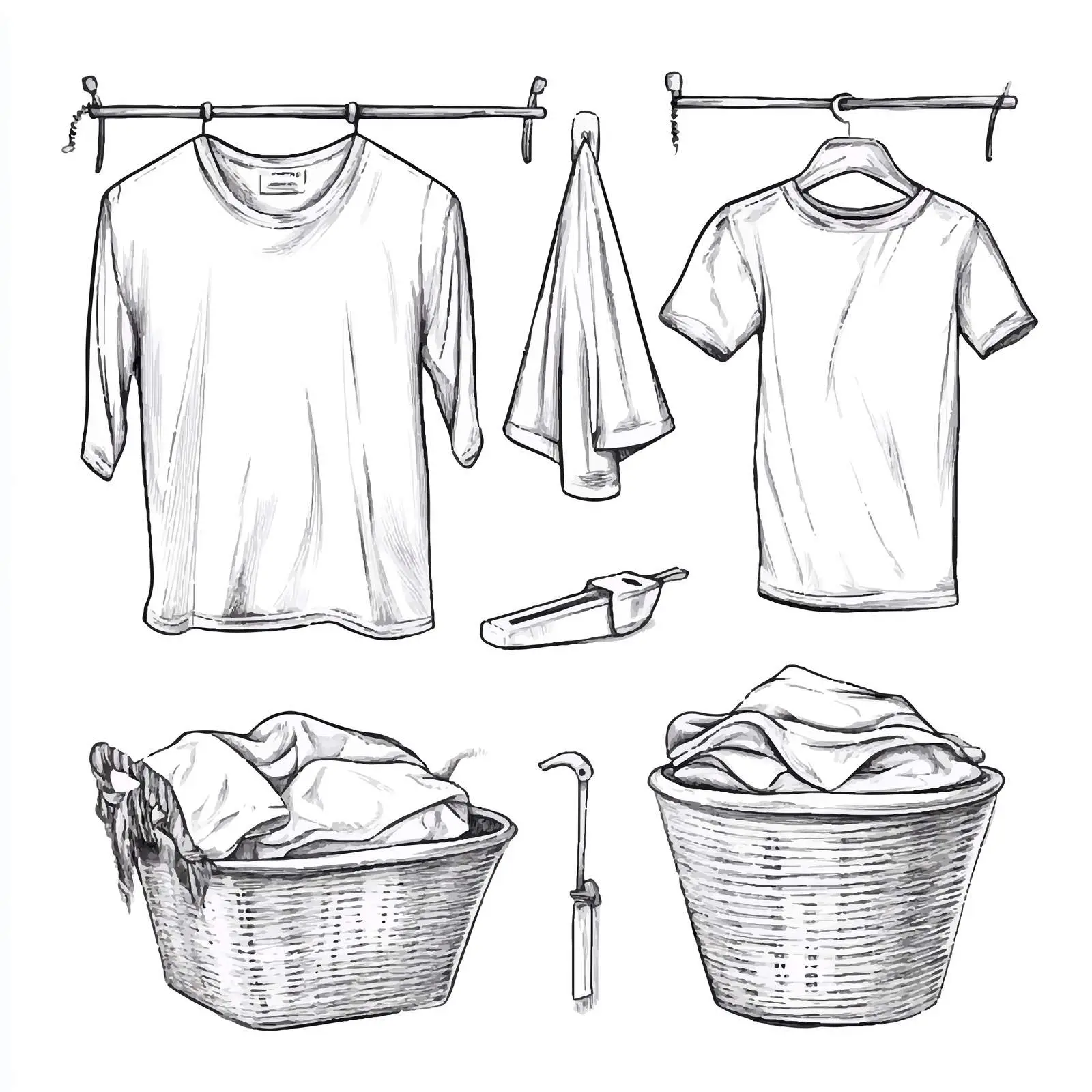 Hand-Drawn Laundry Routine Sketches — free download from Dotvec