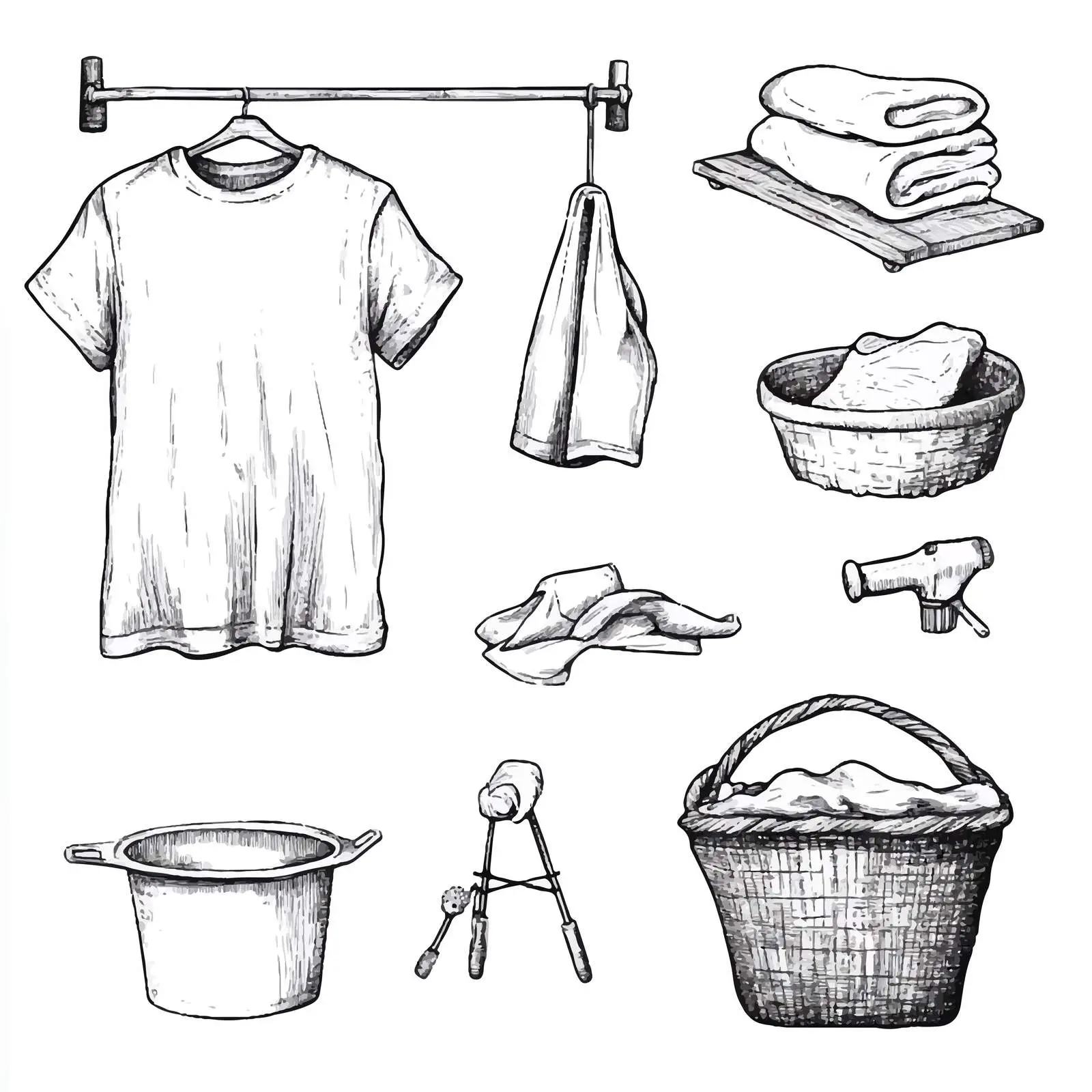 Hand-Drawn Laundry Routine Vector Set — free download from Dotvec