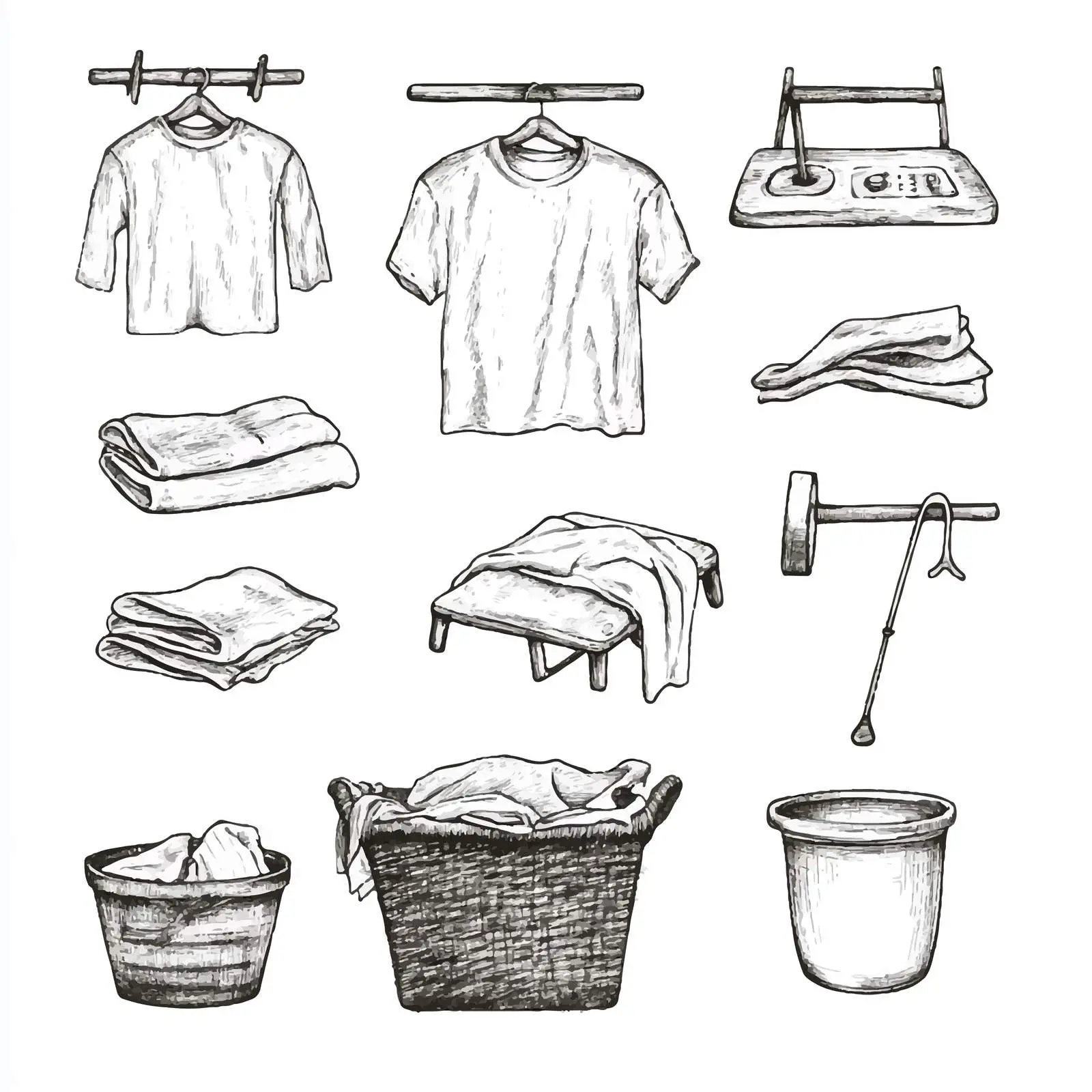 Hand-Drawn Laundry Routine Illustration Set — free download from Dotvec