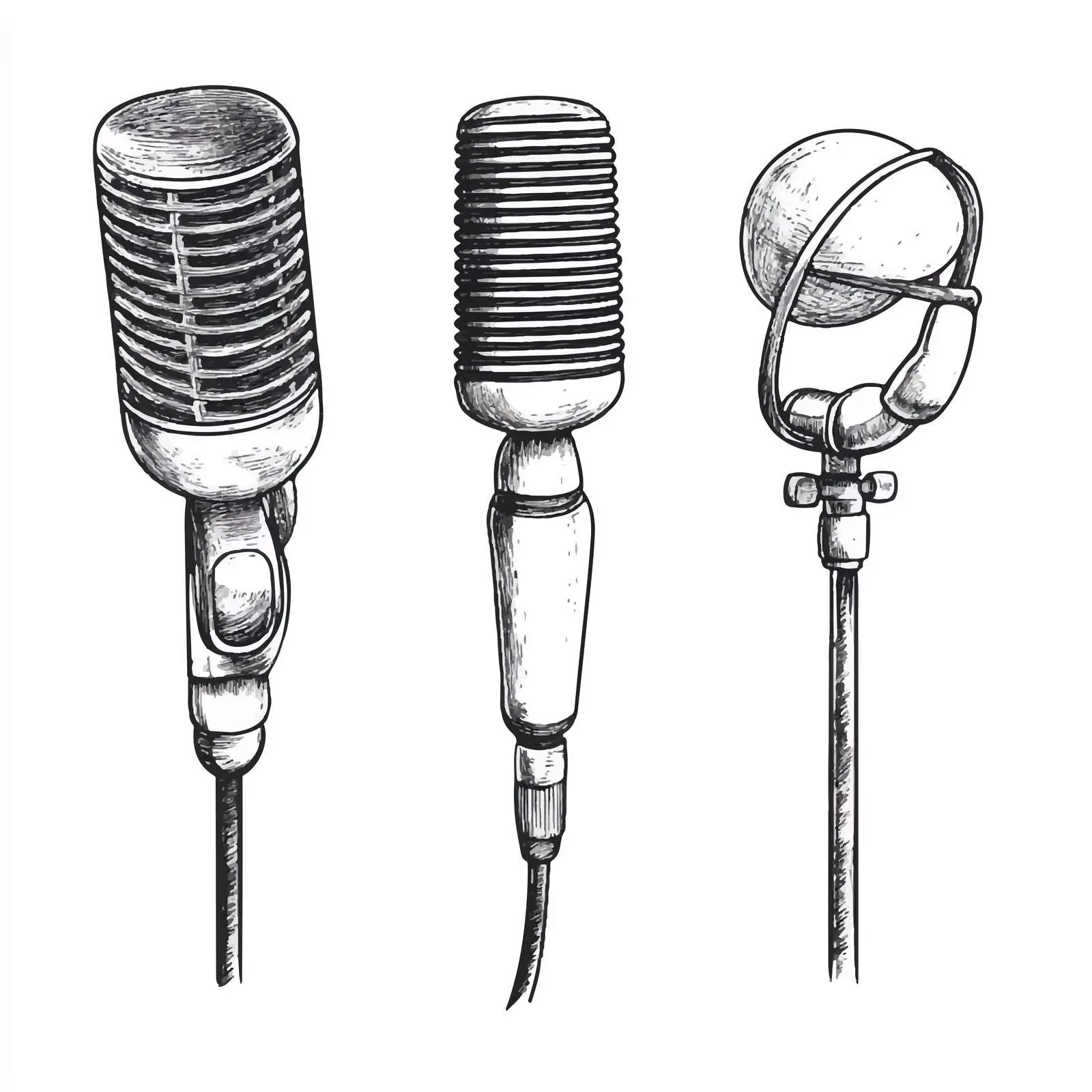 Vintage Hand-Drawn Microphone Sketches — free download from Dotvec