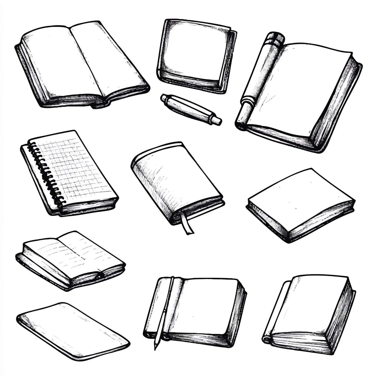 Hand Drawn Notebooks Sketch Set on White Background — free download from Dotvec