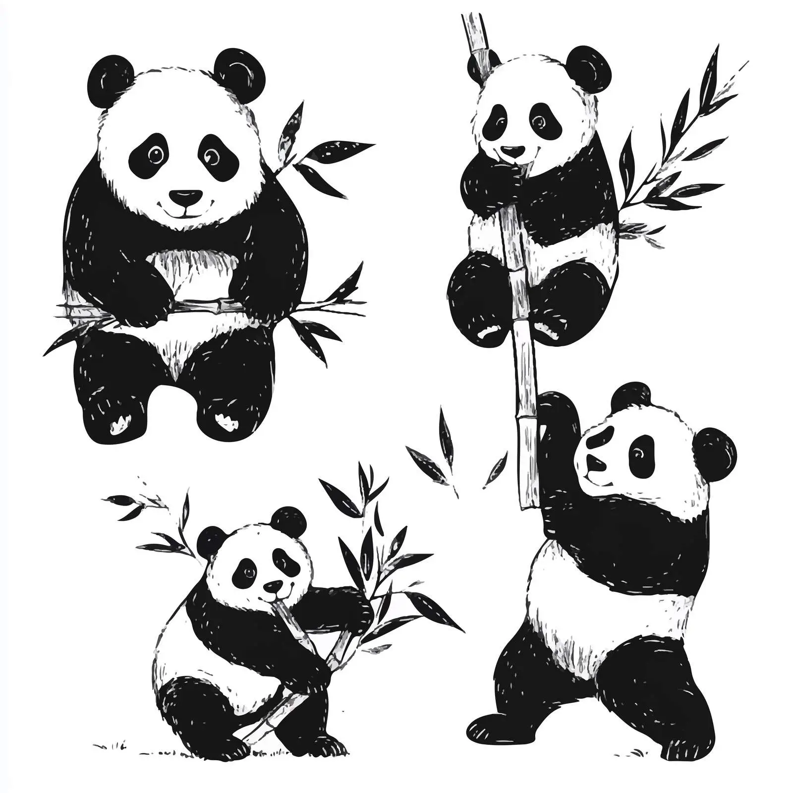 Hand Drawn Panda Bear Sketch Collection — free download from Dotvec