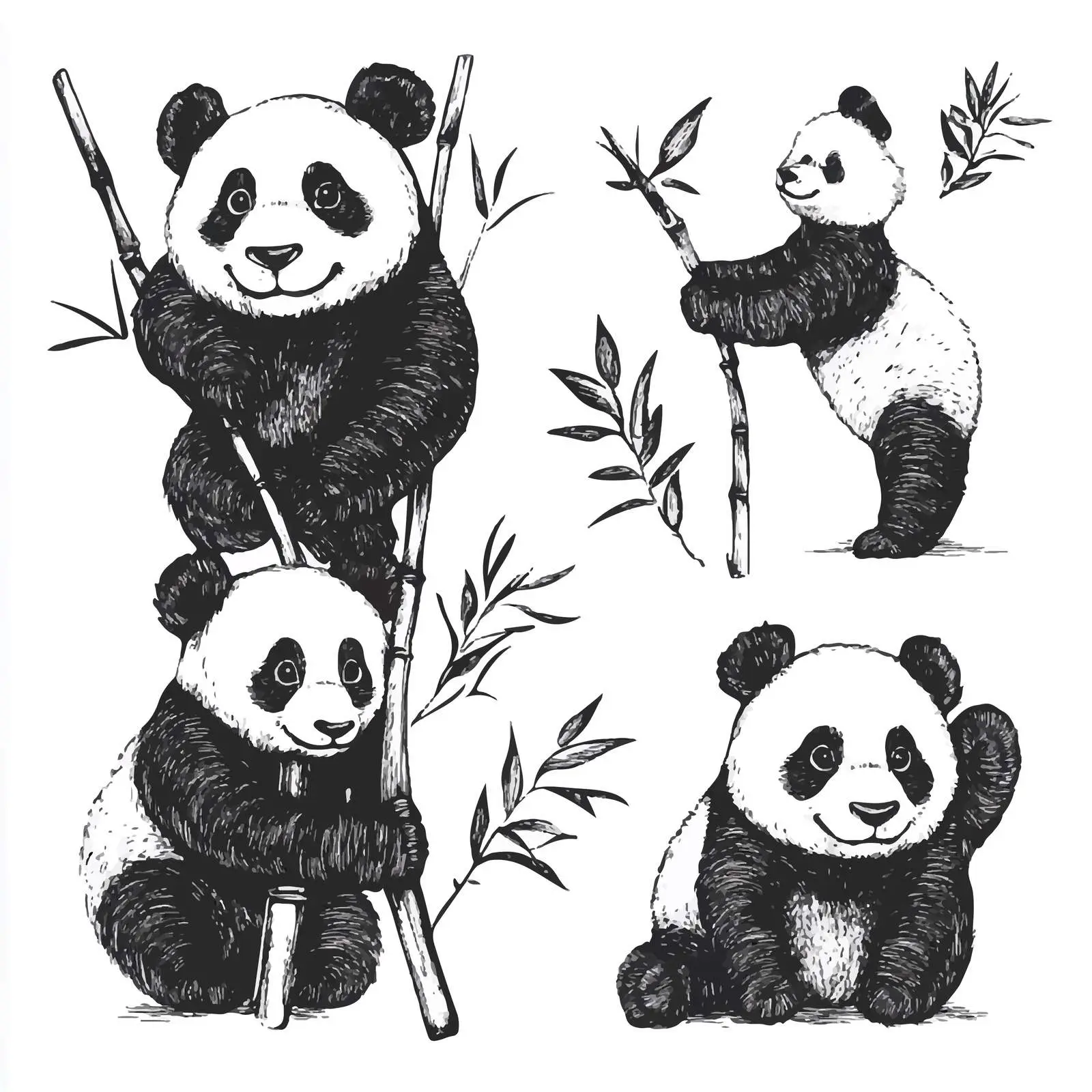 Hand-drawn Panda Bear Sketch Set — free download from Dotvec