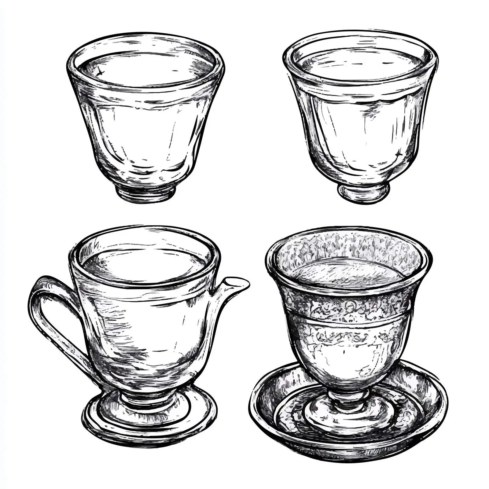 Hand Drawn Tea Glasses Sketch Set — free download from Dotvec