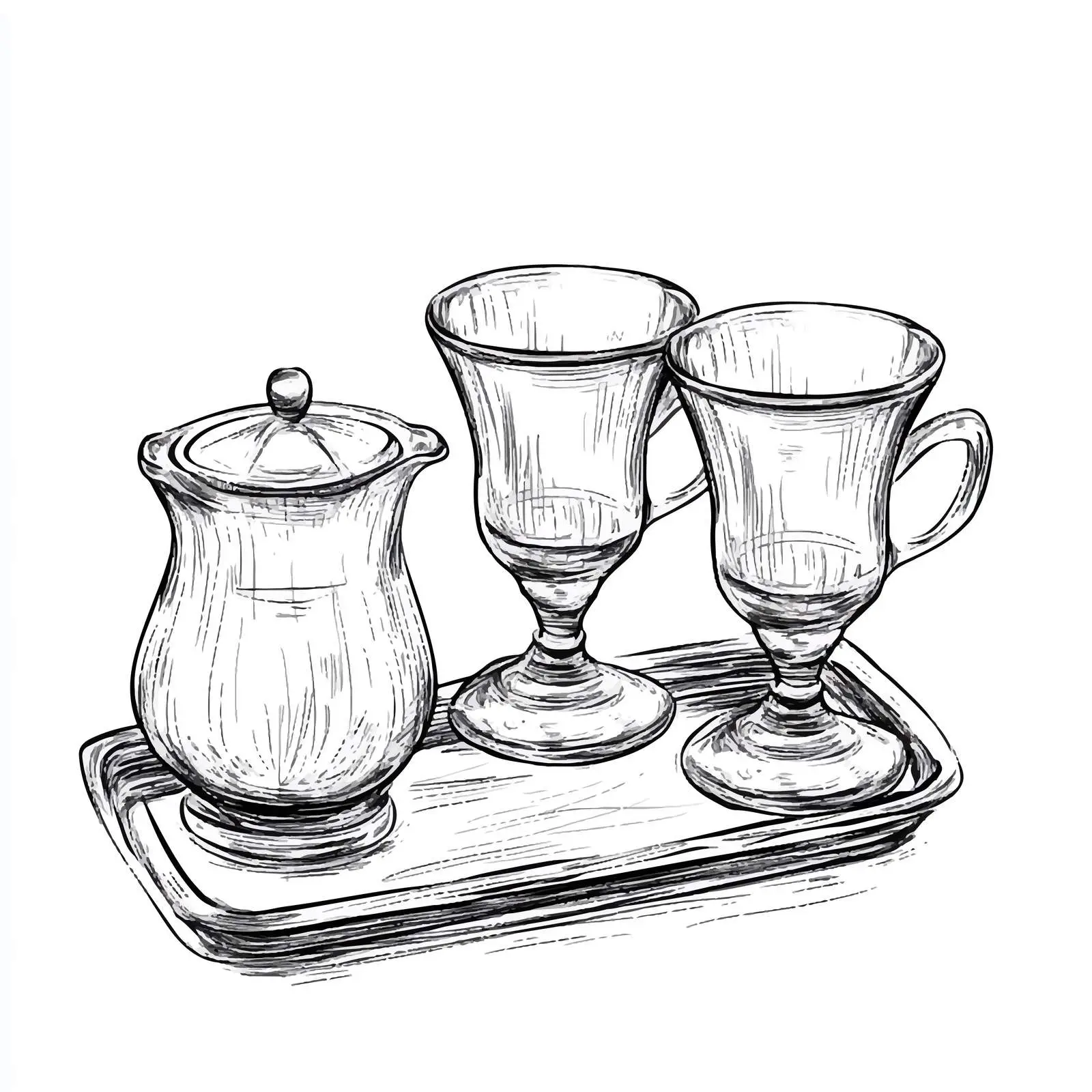 Hand Drawn Tea Glasses Sketch Set — free download from Dotvec