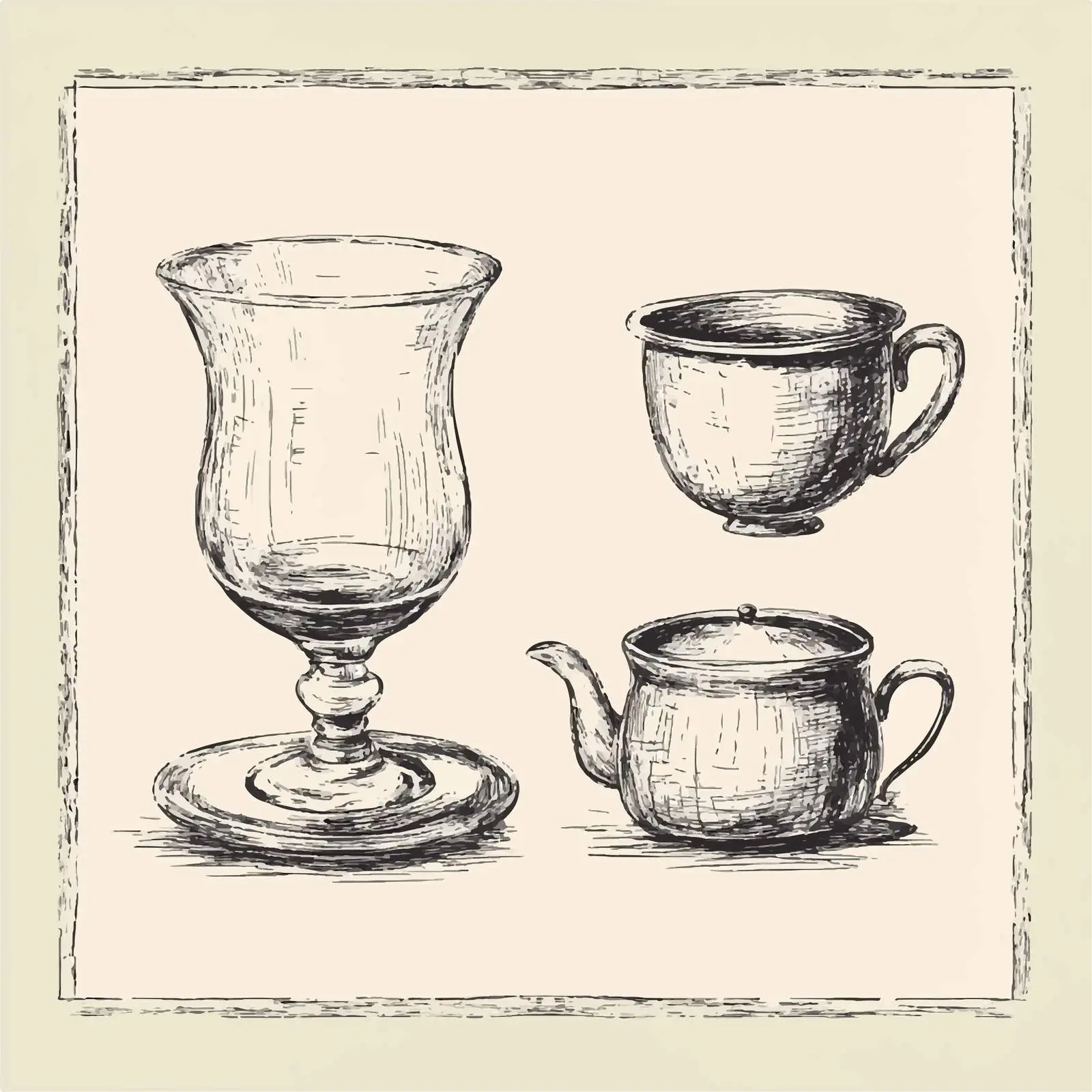 Hand-Drawn Tea Glasses Sketch Vector Set — free download from Dotvec